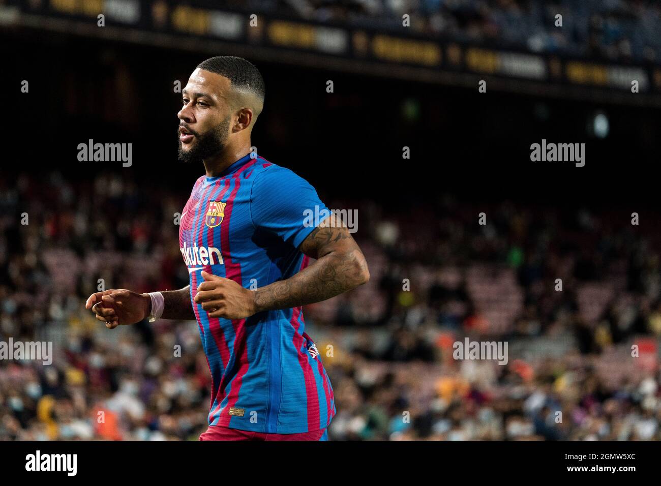 SPAGNA-CALCIO-LA LIGA SANTANDER-FCB VS GRANADA CF. FC Barcelona (9) Memphis Depay durante la partita de la Liga Santander tra FC Barcelona e Granada CF a Camp Nou, Barcellona, Spagna, il 20 settembre 2021. © Joan Gosa 2021 Foto Stock