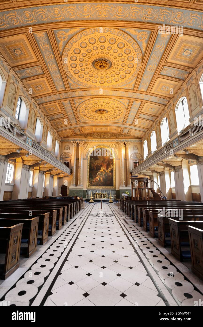 Greenwich, Londra - 2009; l'Old Royal Naval College è il fulcro architettonico di Maritime Greenwich, un importante sito patrimonio mondiale dell'UNESCO a lo Foto Stock