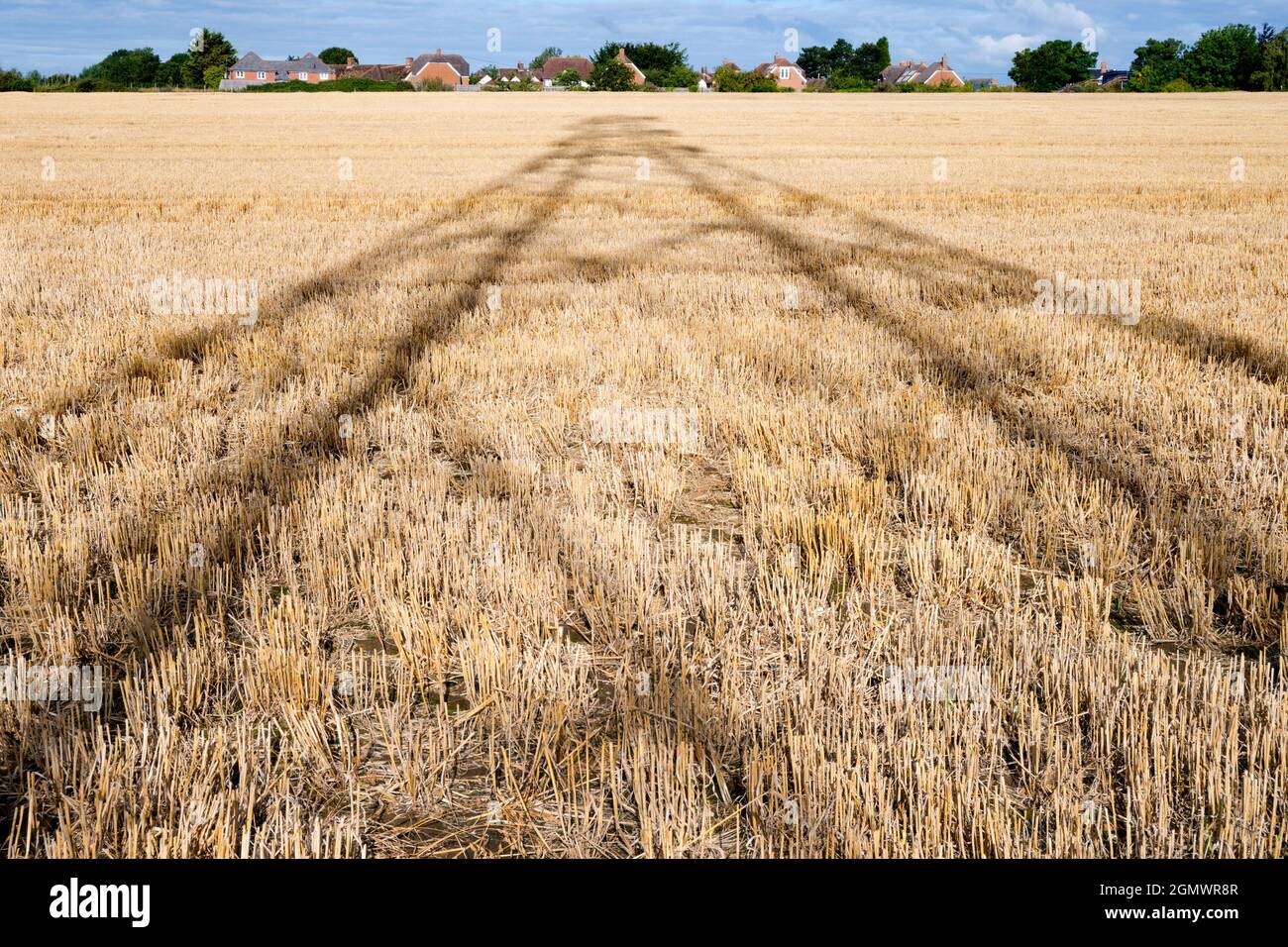 Oxfordshire, Inghilterra - 28 luglio 2020; nessuna gente in vista. Amo i piloni elettrici; trovo le loro forme astratte e gaunt infinitamente affascinanti. E h Foto Stock