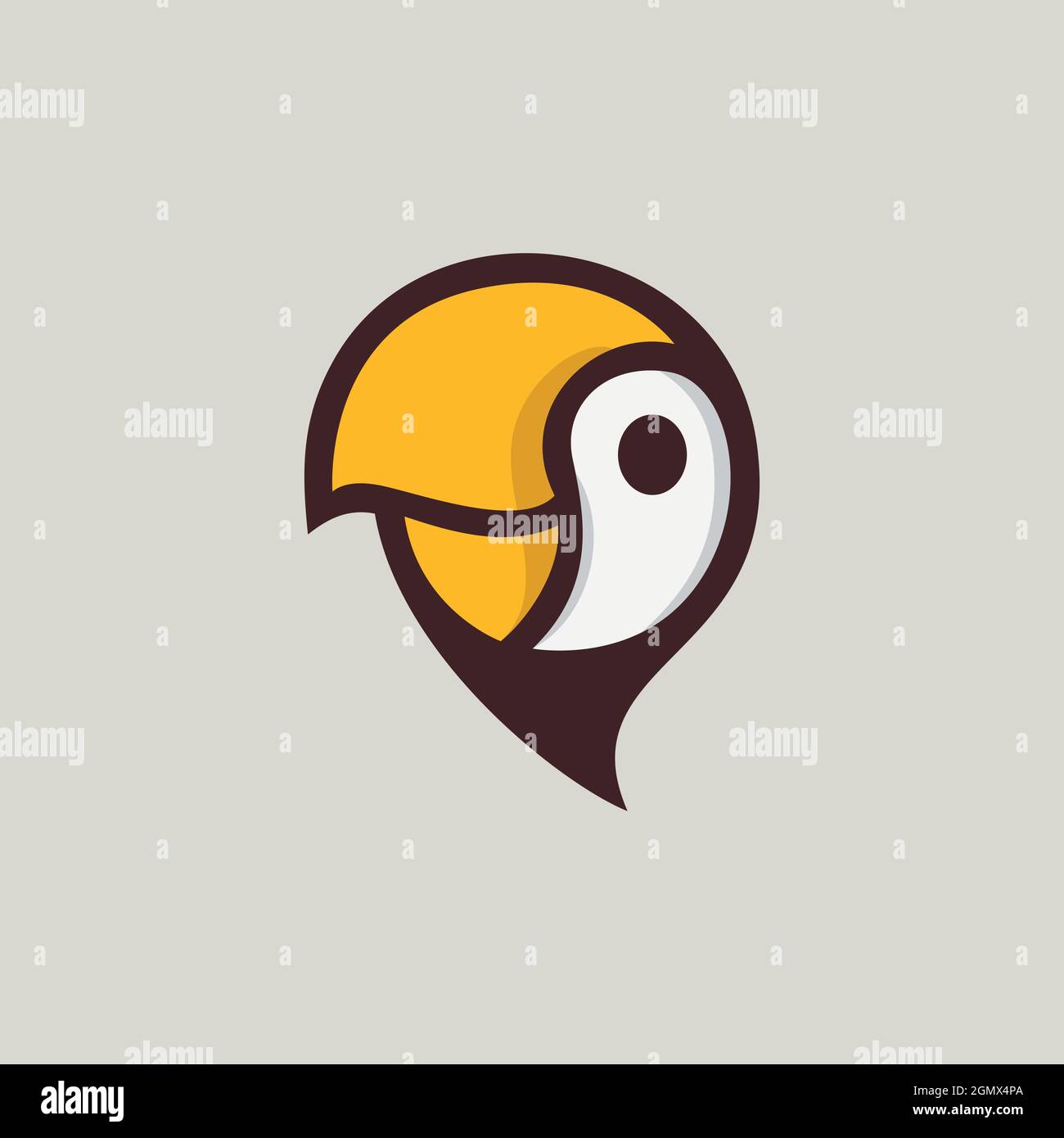 elegante testa pappagallo logo icona piatta concetto vettoriale design Illustrazione Vettoriale