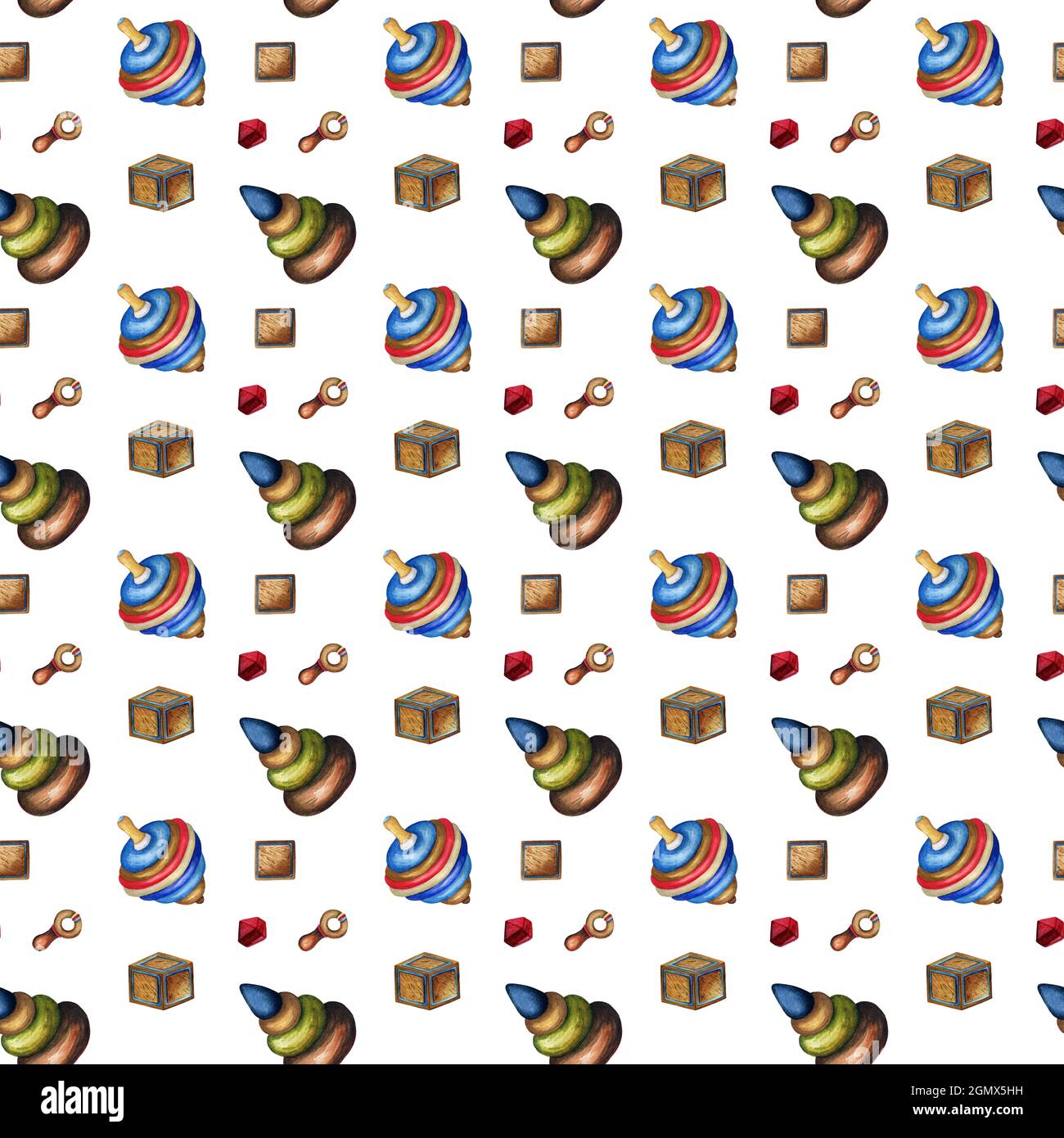 Piramide giocattolo per bambini e vortice su un bianco Foto Stock