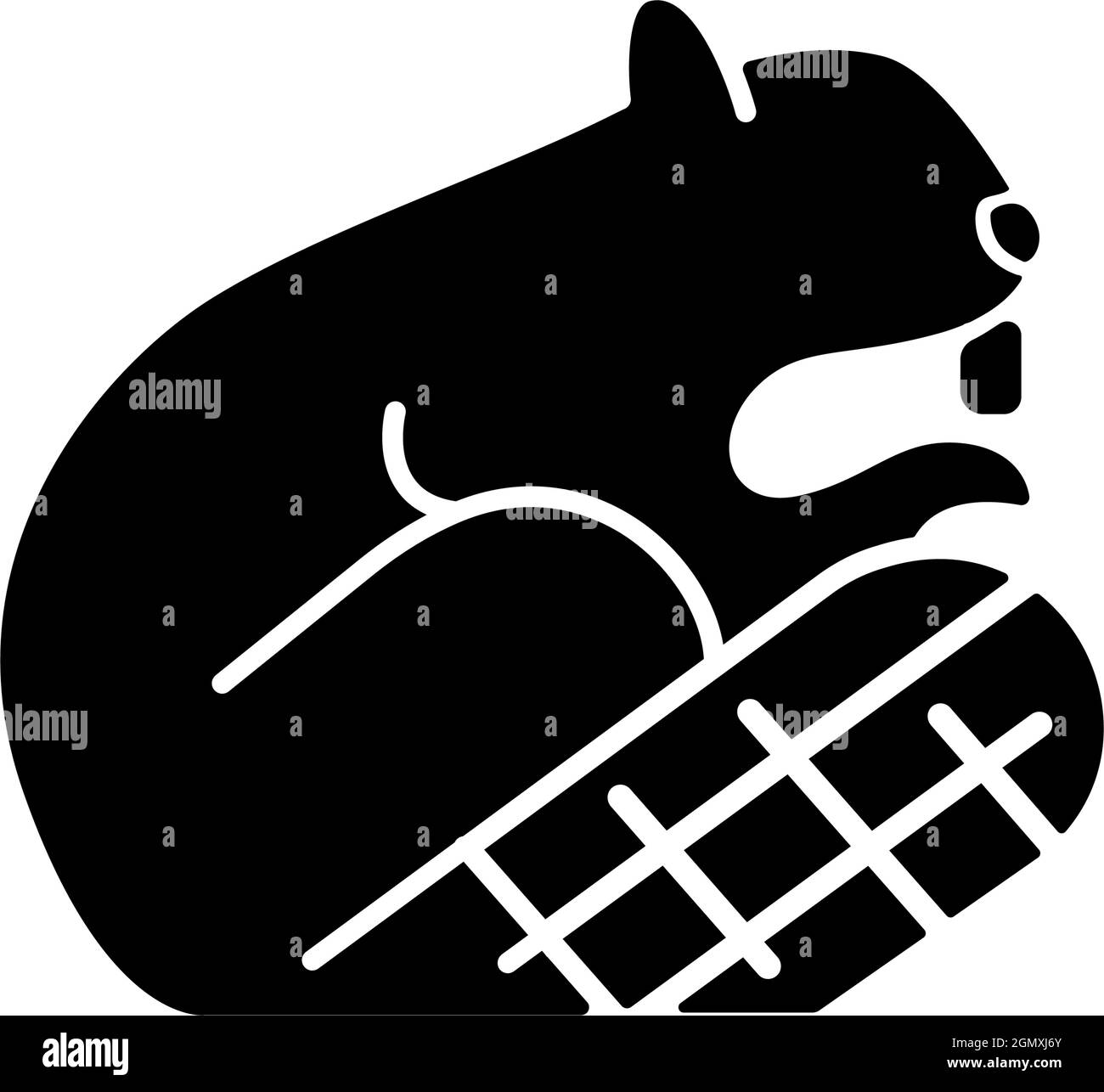 Icona Beaver glyph nero Illustrazione Vettoriale