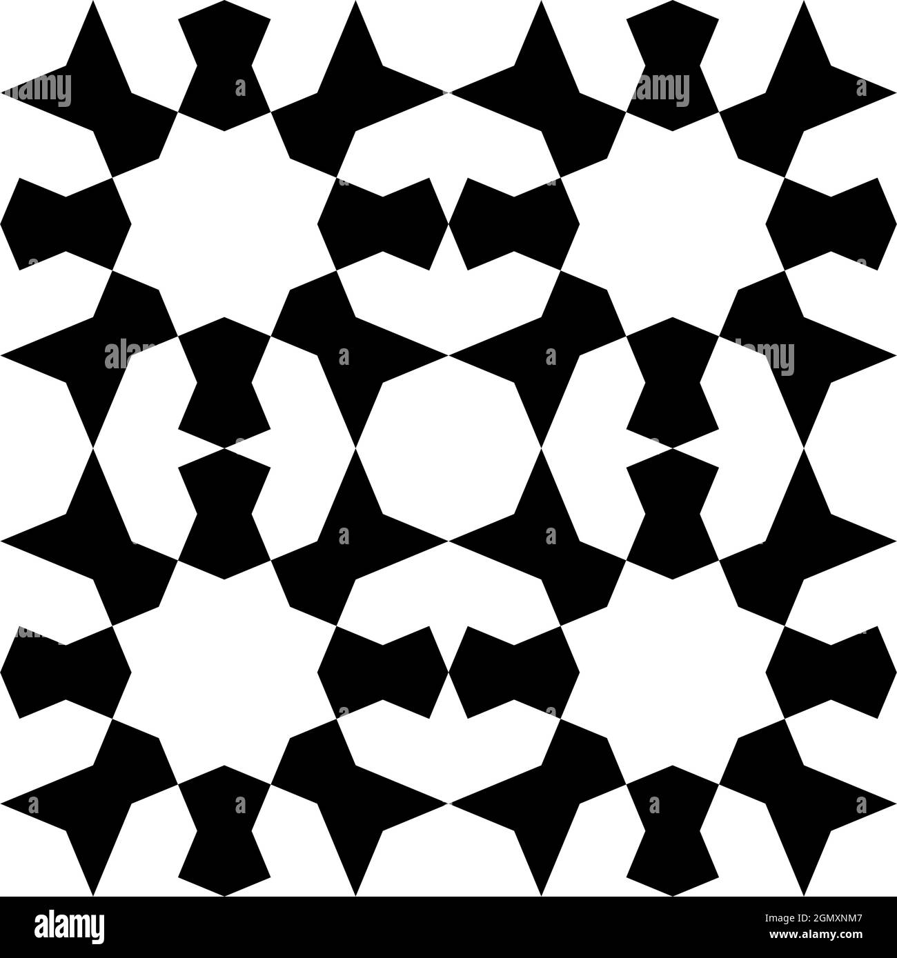 Ornamento geometrico senza cuciture basato su arte islamica tradizionale. Bianco e nero. Ottimo design per tessuto, tessuto, copertina, carta da imballaggio, sfondo. Illustrazione Vettoriale