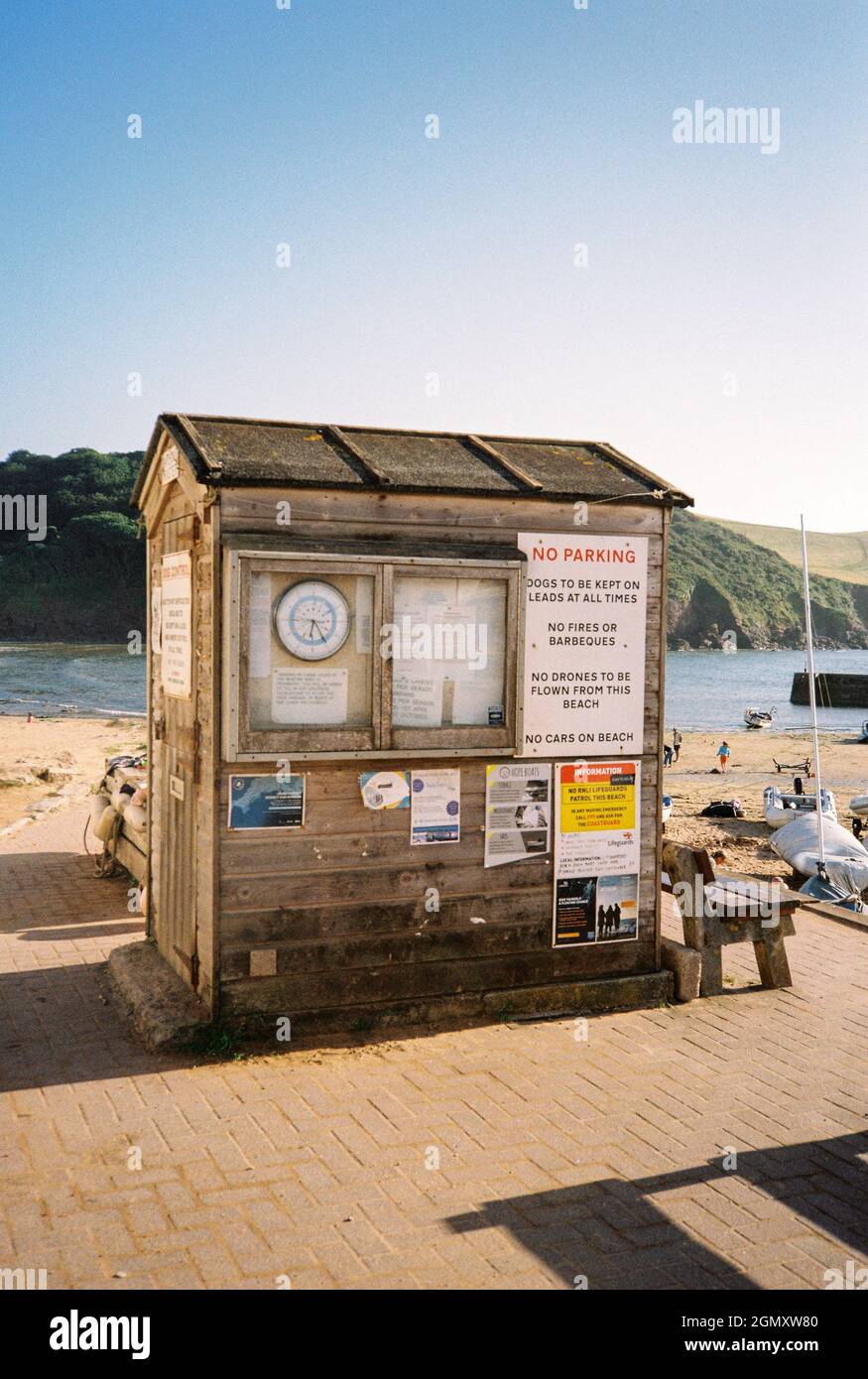 ufficio del harbour Masters a Hope Cove, South Devon, Inghilterra, Regno Unito. Foto Stock