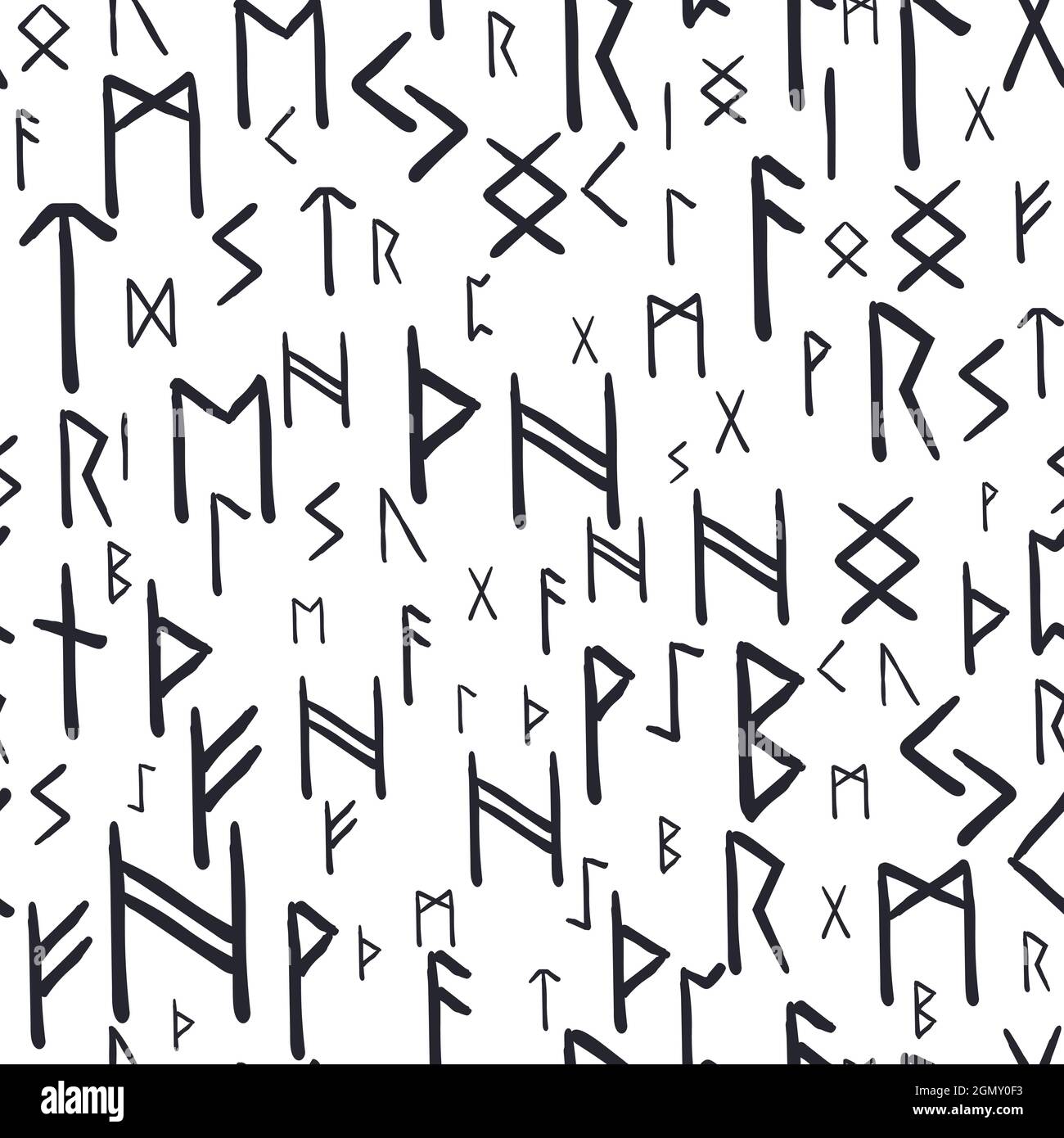 Rune modello etnico senza soluzione di continuità. Alfabeto runico,  Futhark. Antichi simboli occulti norrani, lettere vichinghi nere su bianco,  carattere runa. Design per tessuti, wa Immagine e Vettoriale - Alamy