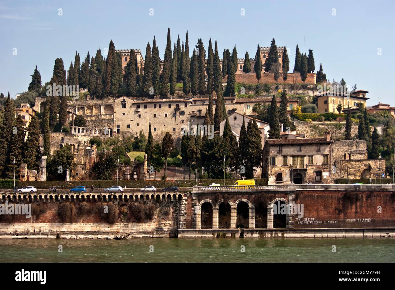 Veduta di Castel San Pietro, Verona, Veneto, Italia, Europa Foto Stock
