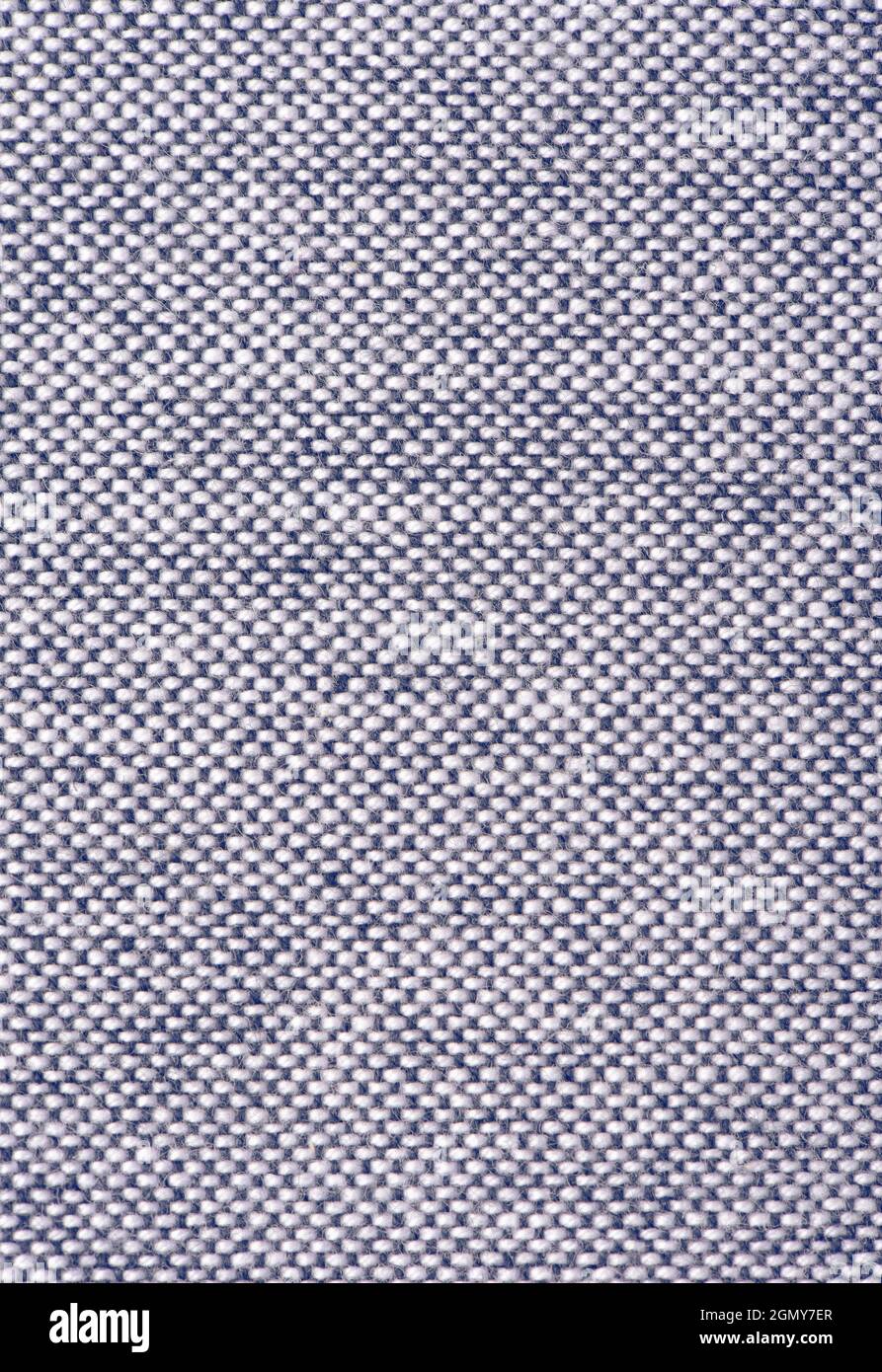 Vista frontale del tessuto bianco e blu di cotone Foto Stock