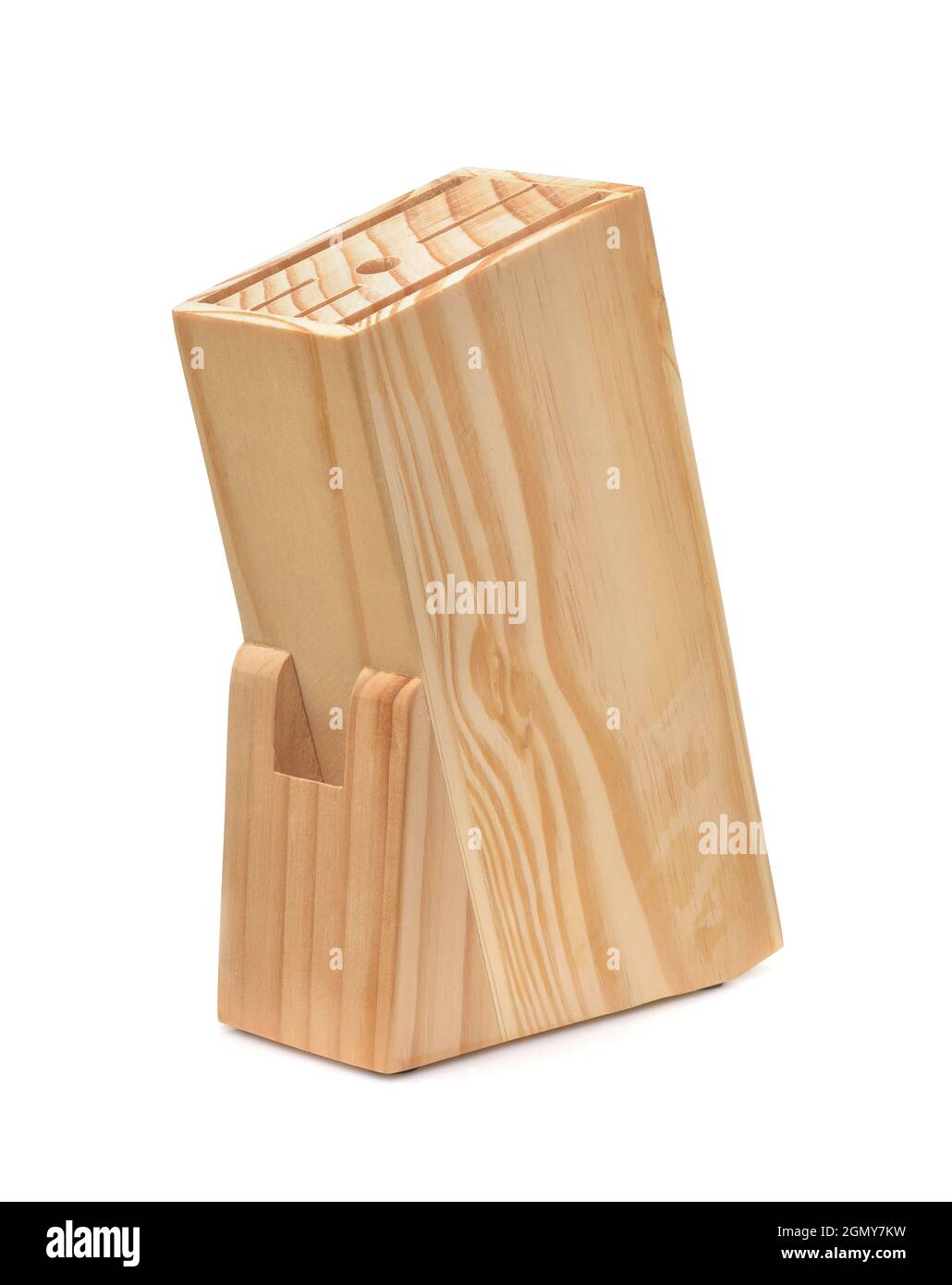 Supporto per blocco coltelli da cucina in legno vuoto isolato su bianco  Foto stock - Alamy