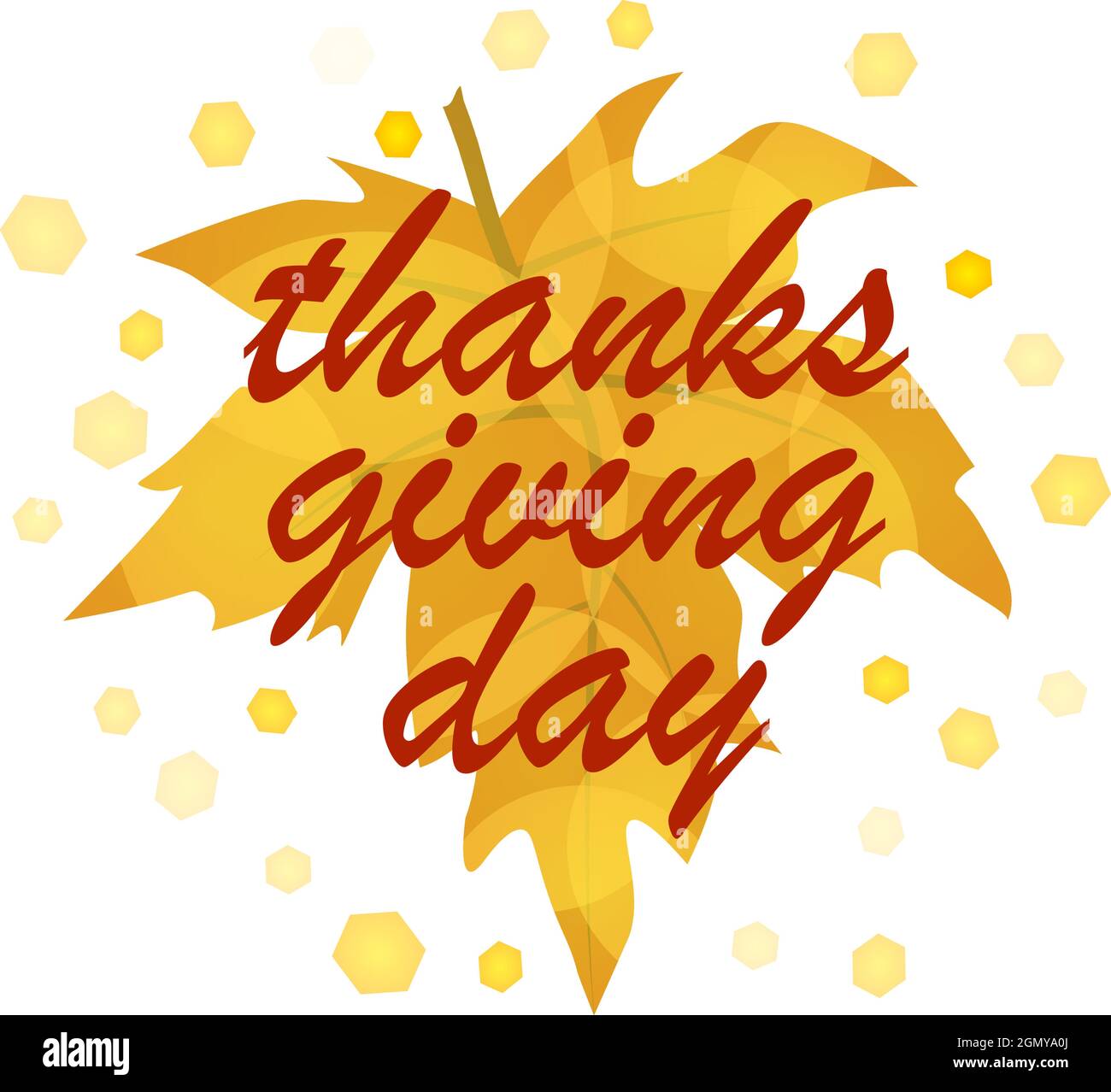 Bella composizione con foglia di acero colorato sfumato e tipografia grafia giorno di ringraziamento Illustrazione Vettoriale
