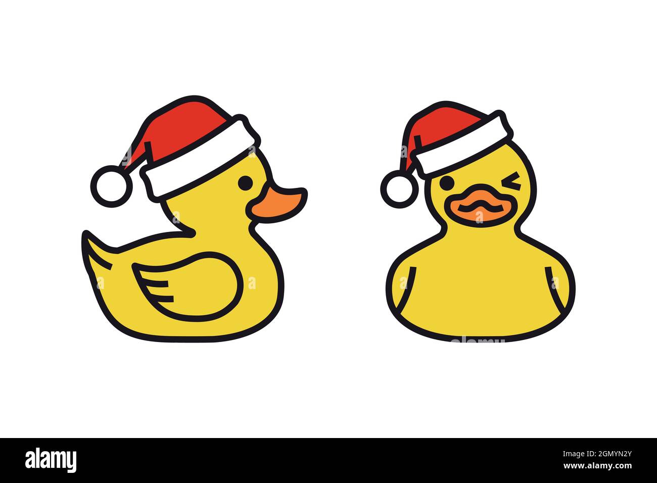 Anatra di gomma gialla nel cappello di babbo natale Illustrazione Vettoriale