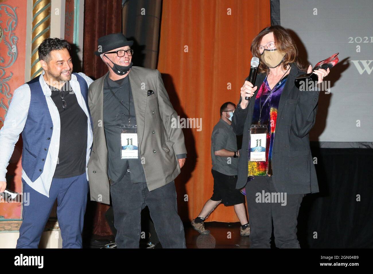 Long Beach, California. 19 Settembre 2021. Ron Truppa, Calvin Vanderbeek, Venita Ozols-Graham in partecipazione al Catalina Film Festival 2021 - Wes Craven Award Presentation, Scottish Rite Event Center, Long Beach, CA 19 settembre 2021. Credit: Priscilla Grant/Everett Collection/Alamy Live News Foto Stock