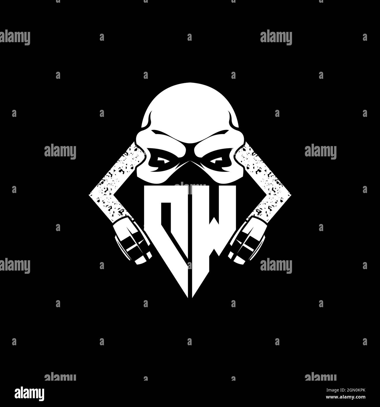 DW Monogram eSport Gaming con maschera cranio forma stile vettore Illustrazione Vettoriale