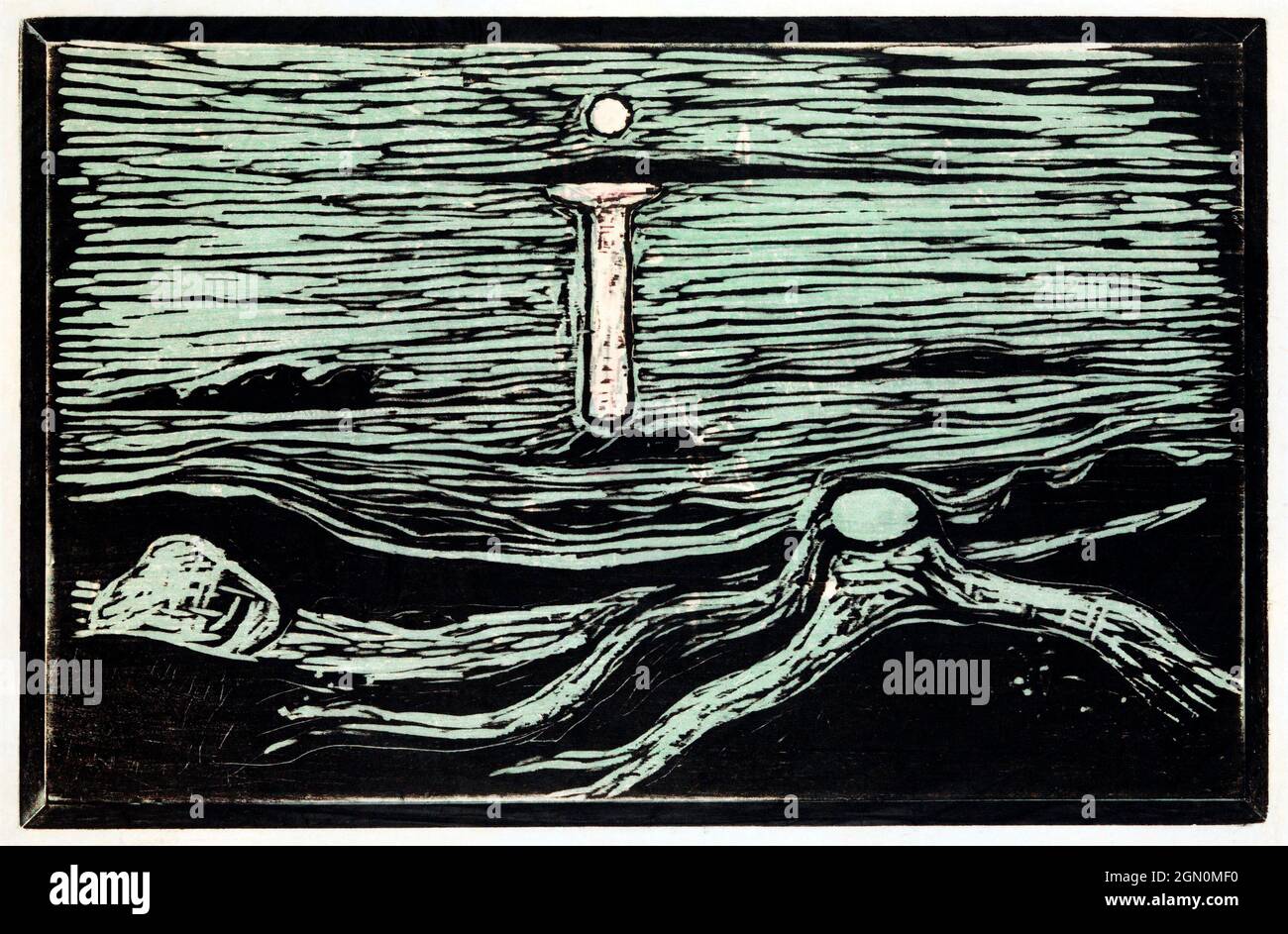 Mystical Shore (1897) di Edvard Munch. Legno art. Foto Stock