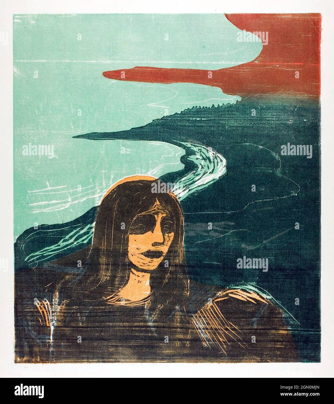 Woman&rsquo;s Head Against the Shore (1899) di Edvard Munch. Foto Stock