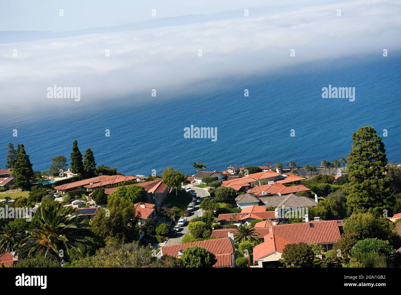 Rollings Hills si affaccia sulla California dell'Oceano Pacifico Foto Stock