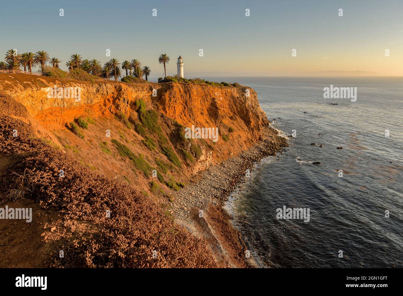 Punta il faro di Vincente California all'ora d'oro Foto Stock