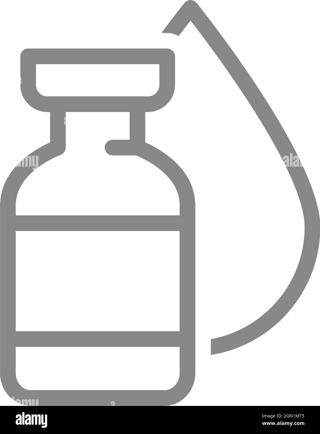 Fiala medica con icona a forma di goccia. Vaccino, immunizzazione, siero, simbolo della donazione di sangue Illustrazione Vettoriale