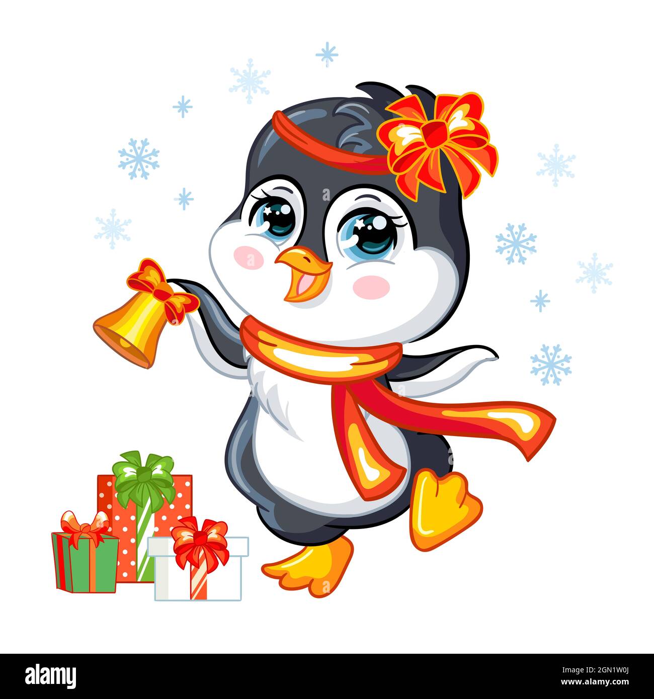 Il Pinguino Sveglio E L'orso Polare Con Il Cappello Di Natale Hanno Isolato L Icona Image85805455