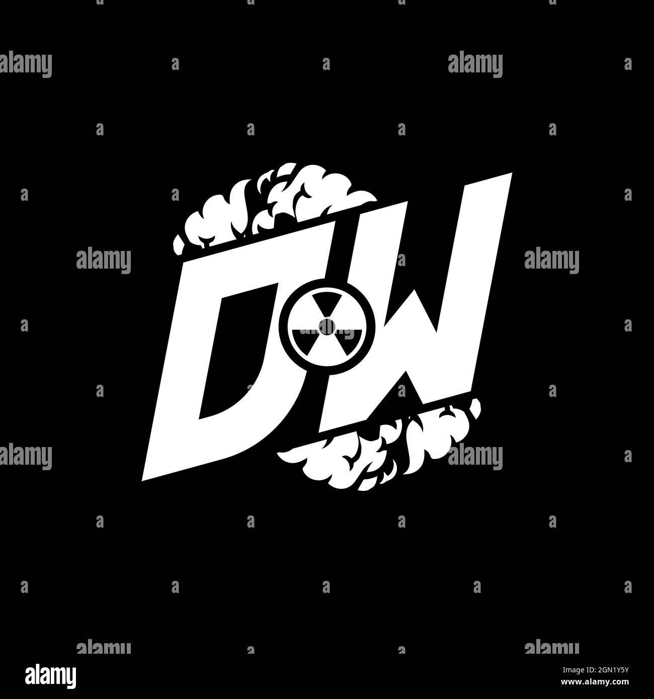 Monogramma iniziale DW eSport con vettore modello forma e fumo Illustrazione Vettoriale