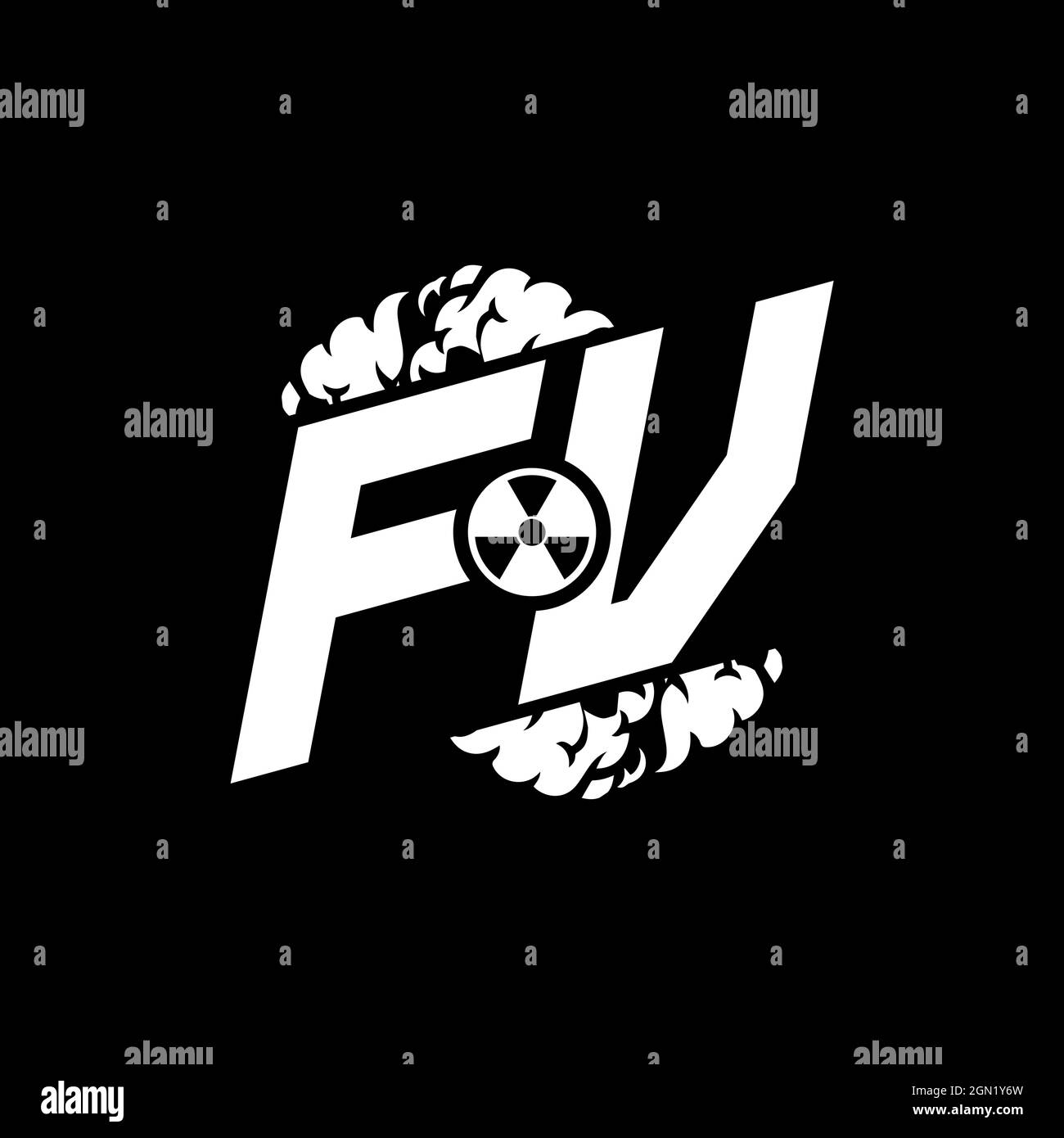 Monogramma eSport iniziale FV con vettore modello forma e fumo Illustrazione Vettoriale