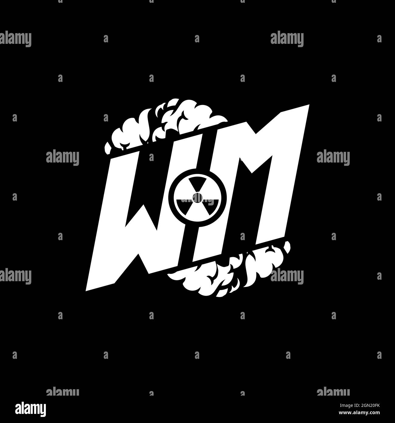 WM Monogramma eSport iniziale con vettore modello forma e fumo Illustrazione Vettoriale