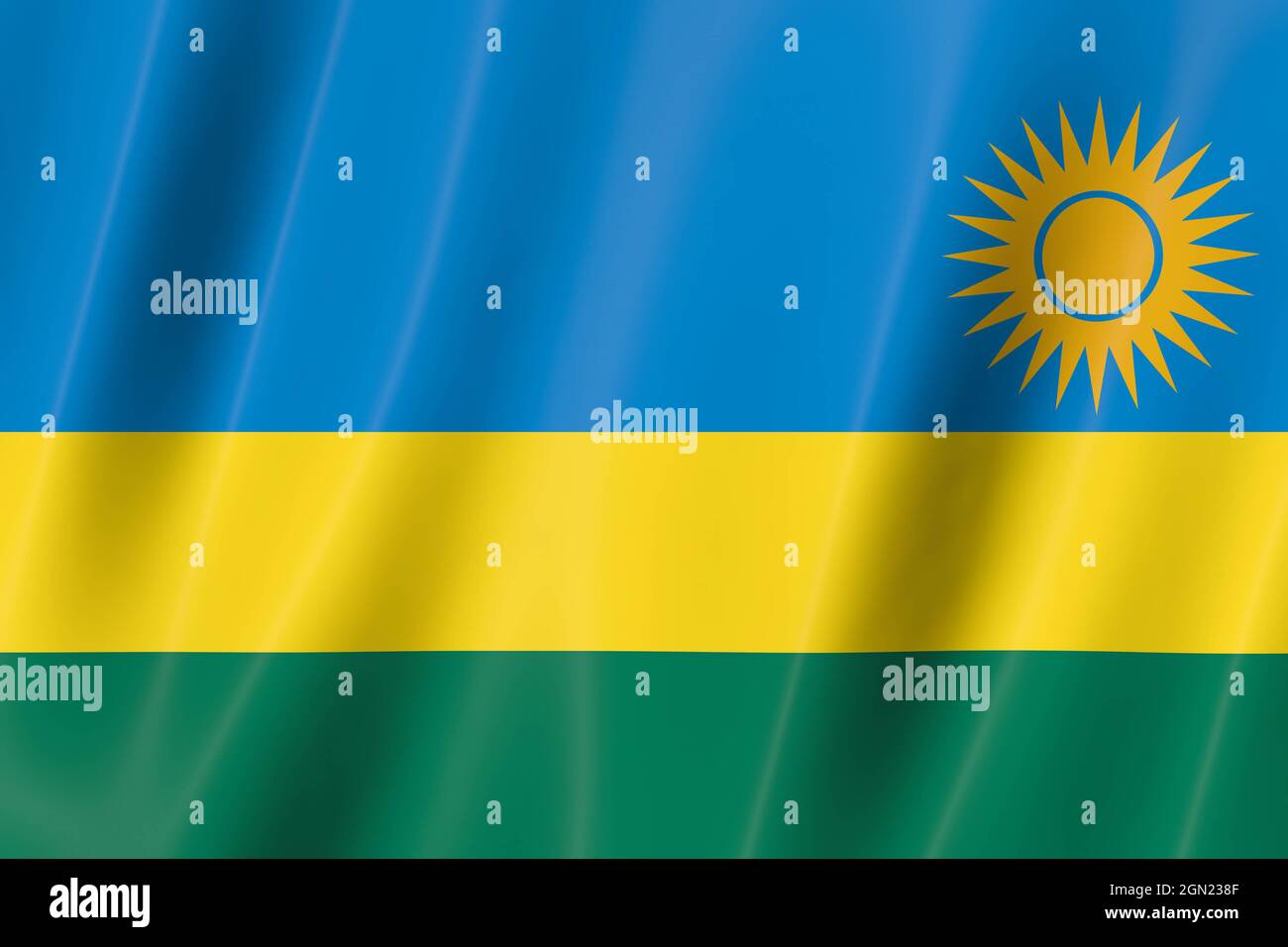 Bandiera del Ruanda di illustrazione panoramica in seta-3D Foto Stock