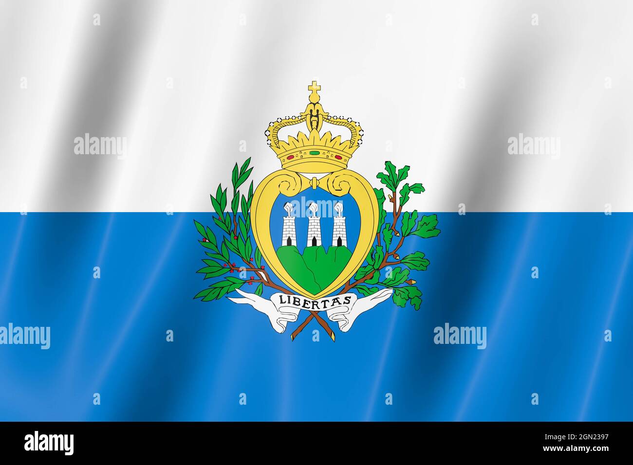 Bandiera sammarinese di illustrazione panoramica in 3D serigrafico Foto Stock