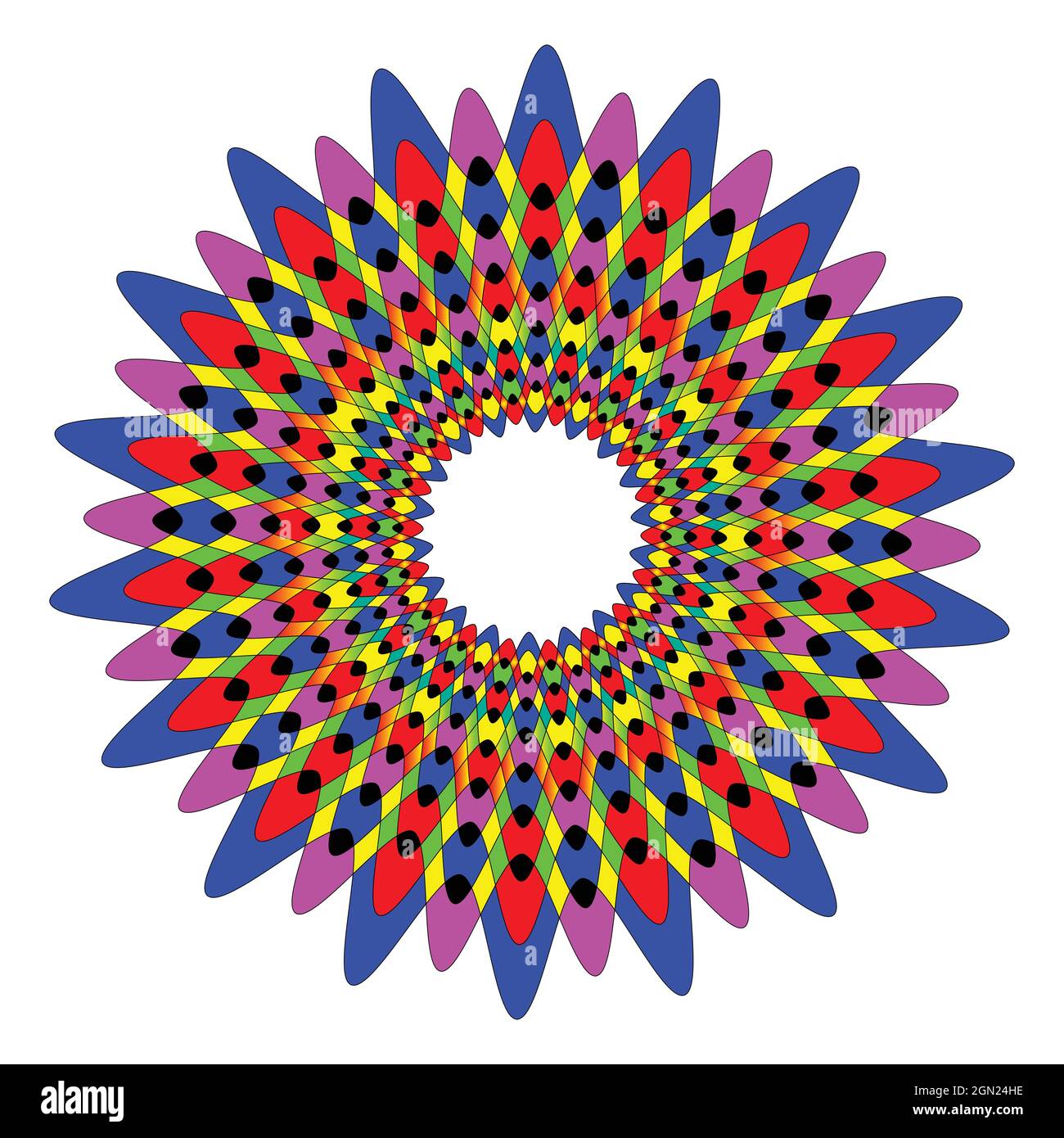 Modello moderno e colorato di sfondo a forma di fiore. Modello vettoriale per l'invito, volantino, poster, banner e opere d'arte creativa. Illustrazione Vettoriale