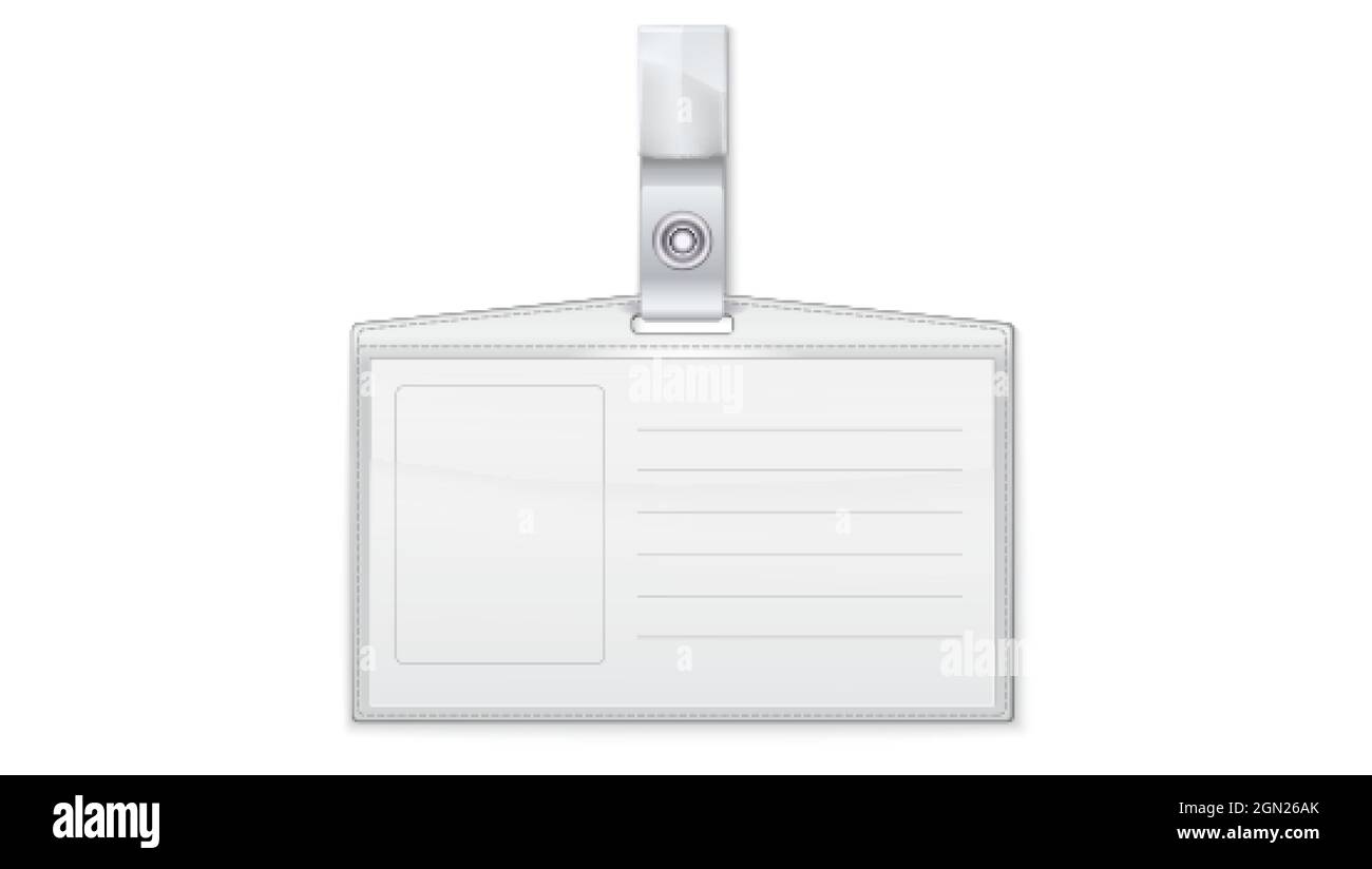 Supporto badge. Nome o titolare di un documento d'identità vettoriale realistico. Illustrazione Vettoriale