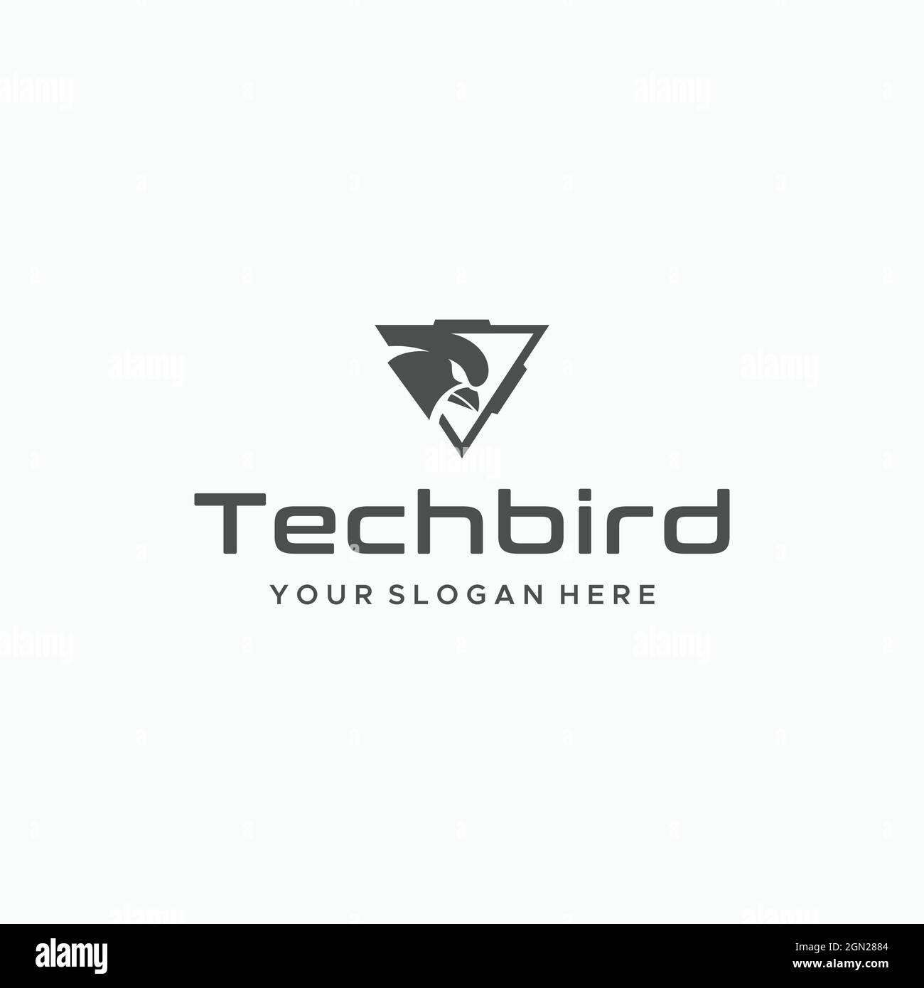 Design minimalista Tech Bird Eagle triangolare con logo Illustrazione Vettoriale