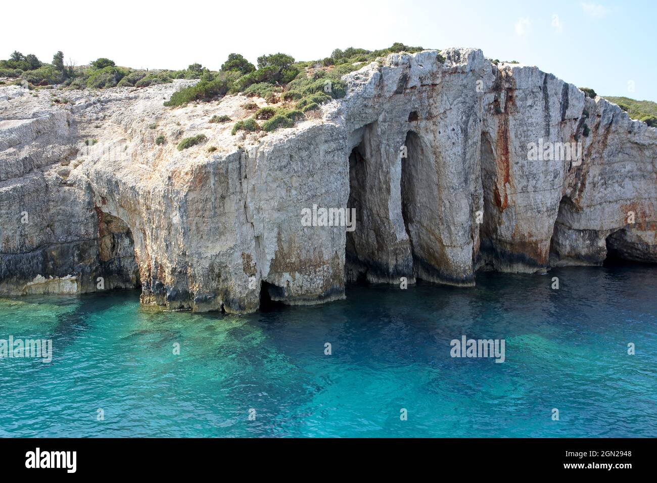 Formazioni rocciose a Capo Skinari nel nord dell'isola di Zante, Isole IONIE, Grecia Foto Stock