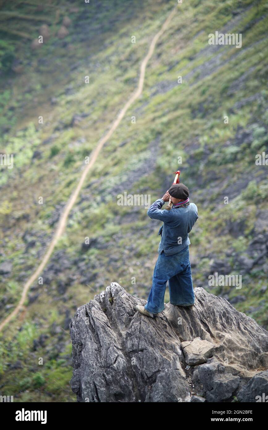 Passo di montagna ma Pi Leng nella provincia di ha giang nel nord del Vietnam Foto Stock