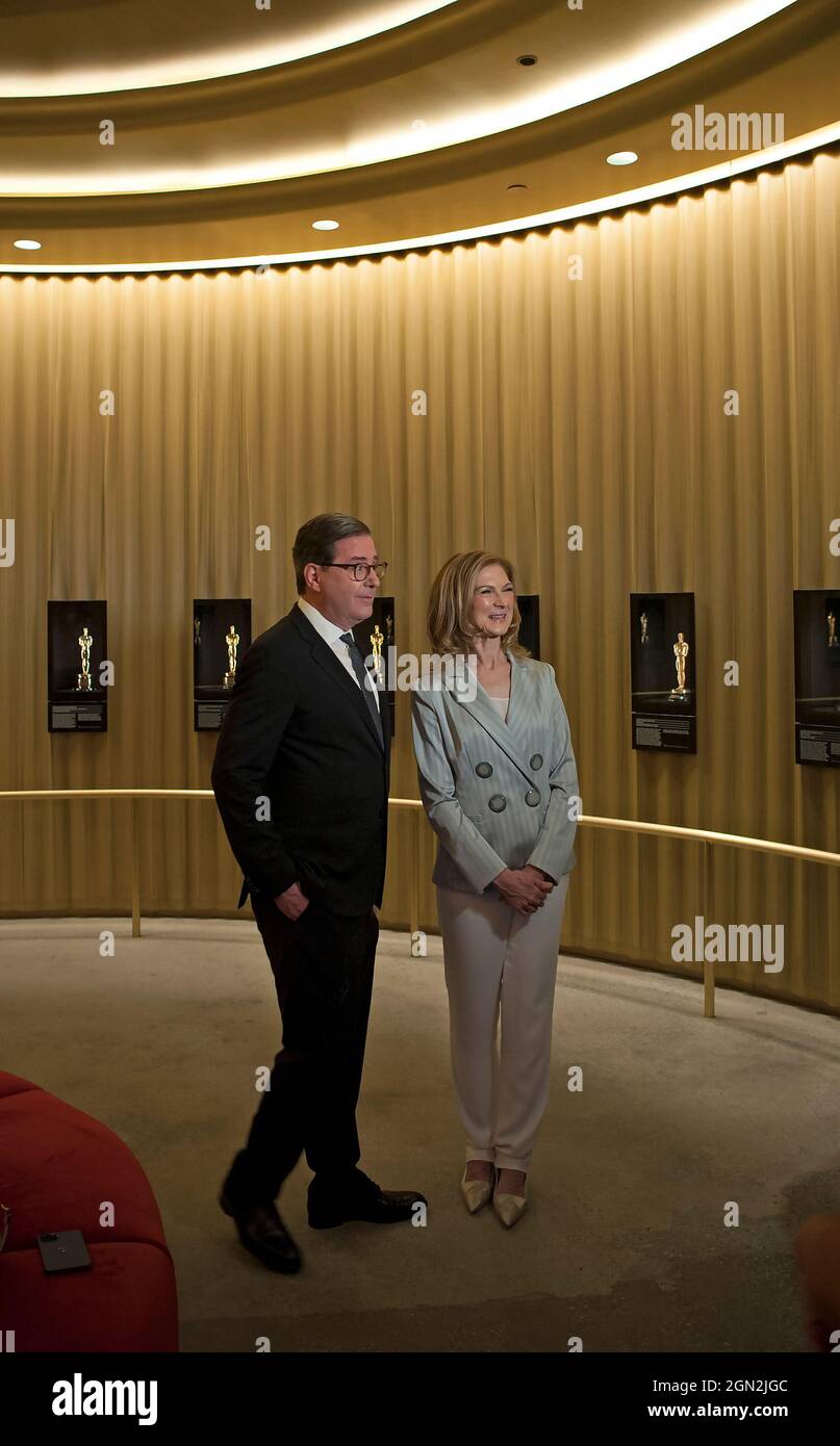 David Ruben, presidente, e Dawn Hudson, CEO dell'Academy of Motion Pictures Arts and Sciences presso l'Academy Museum di Los Angeles, California, Foto Stock