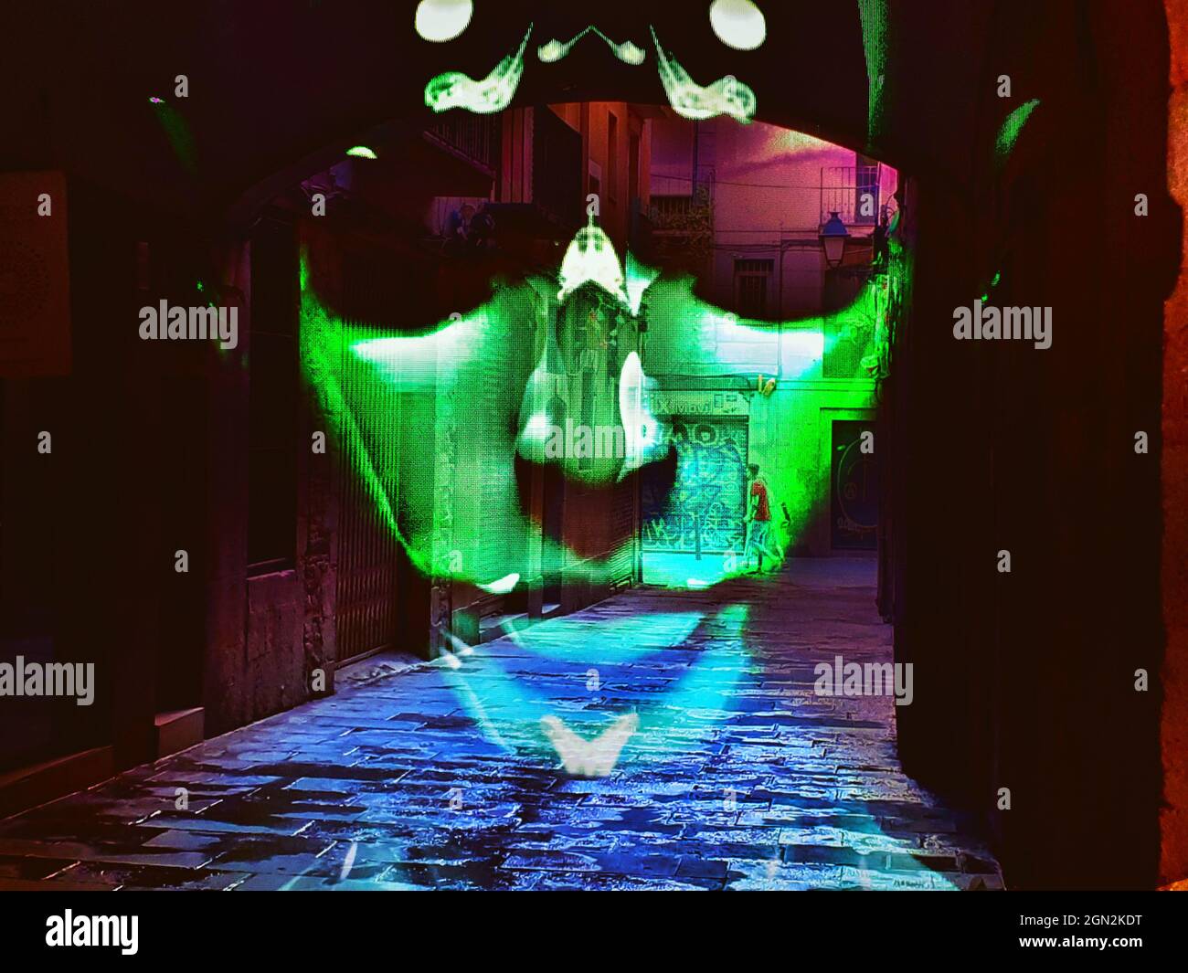 Faccia verde creepy. Foto Stock