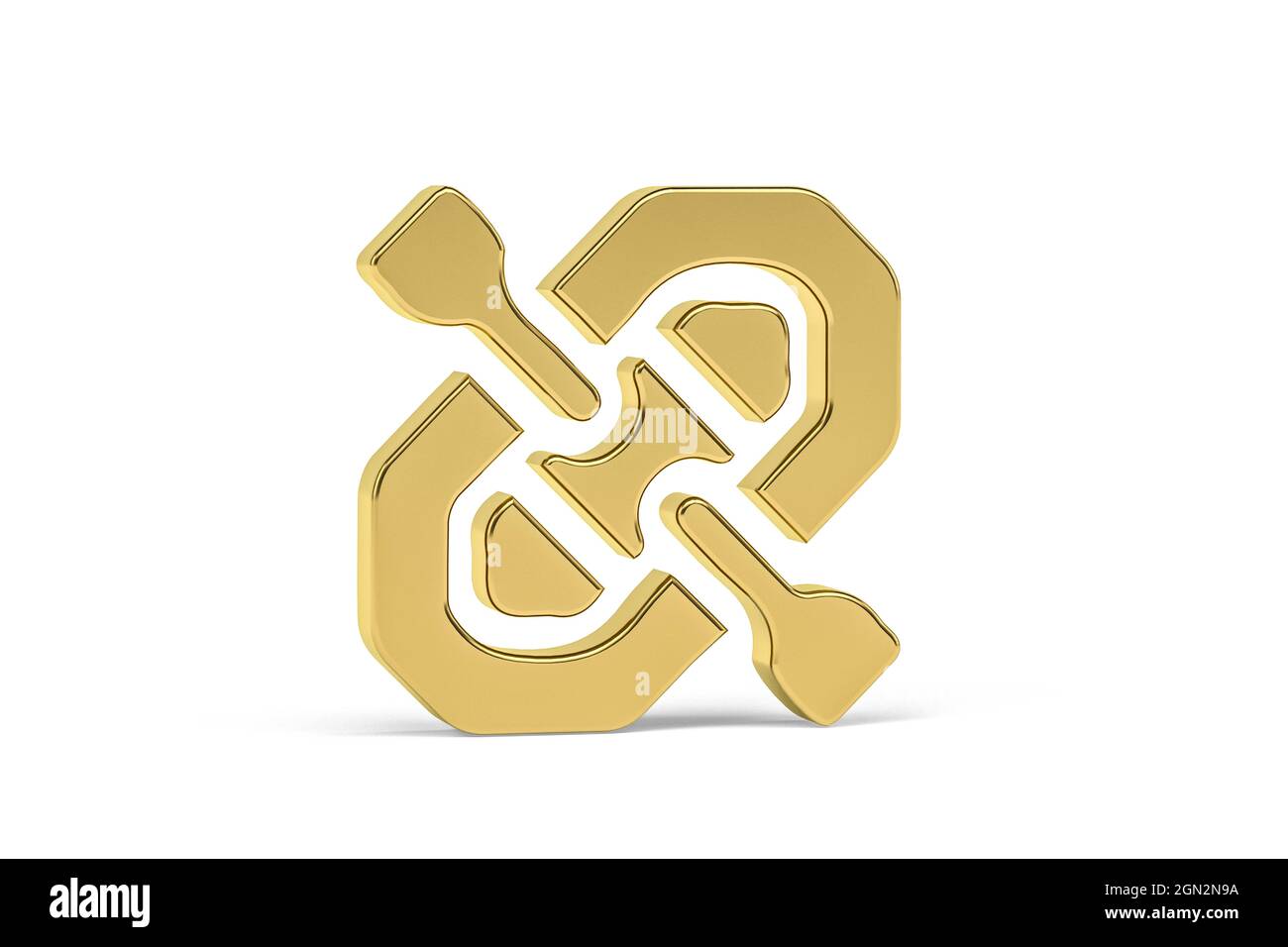 Icona Golden 3d rafting isolata su sfondo bianco - rendering 3d Foto Stock