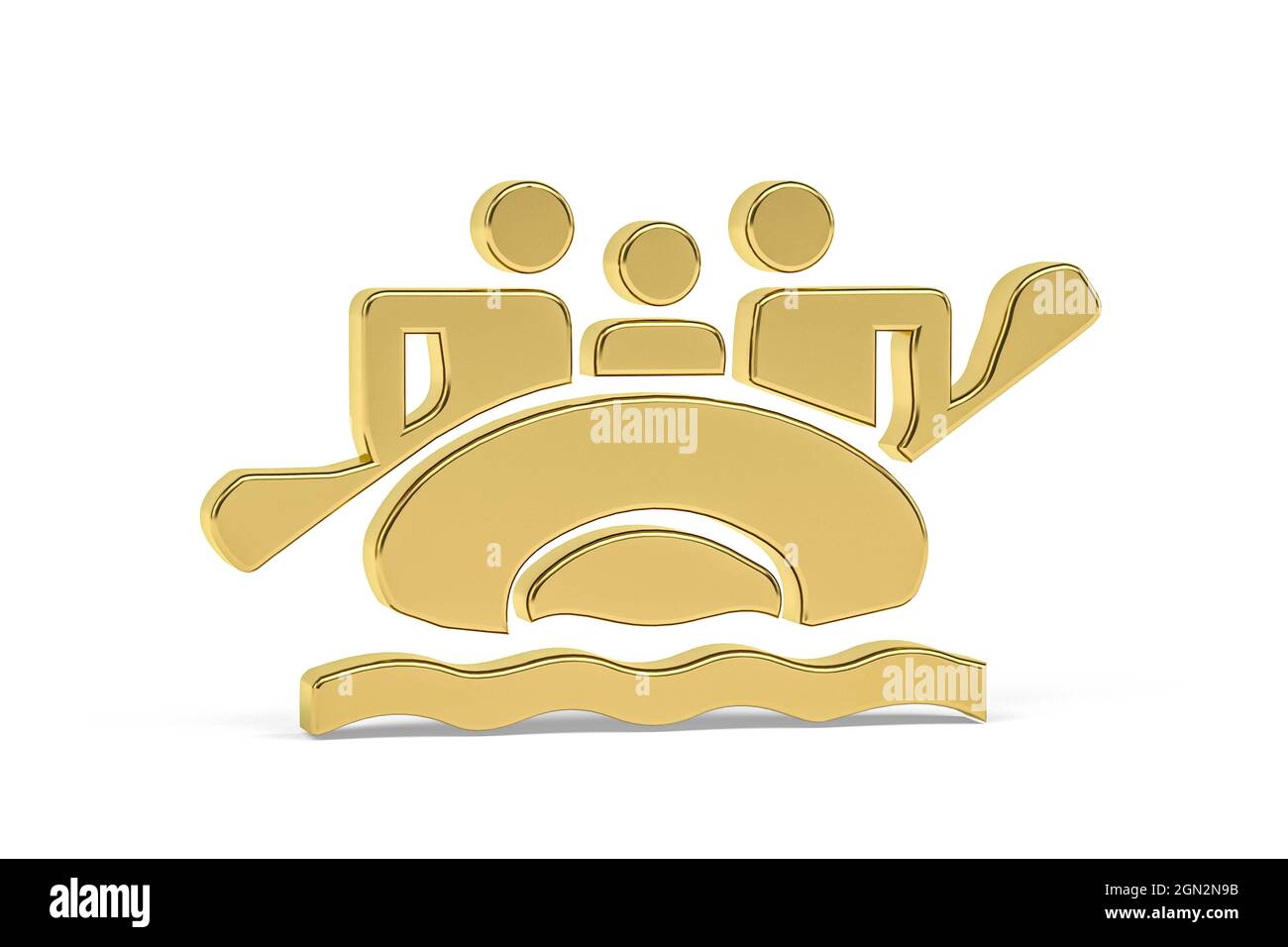 Icona Golden 3d rafting isolata su sfondo bianco - rendering 3d Foto Stock