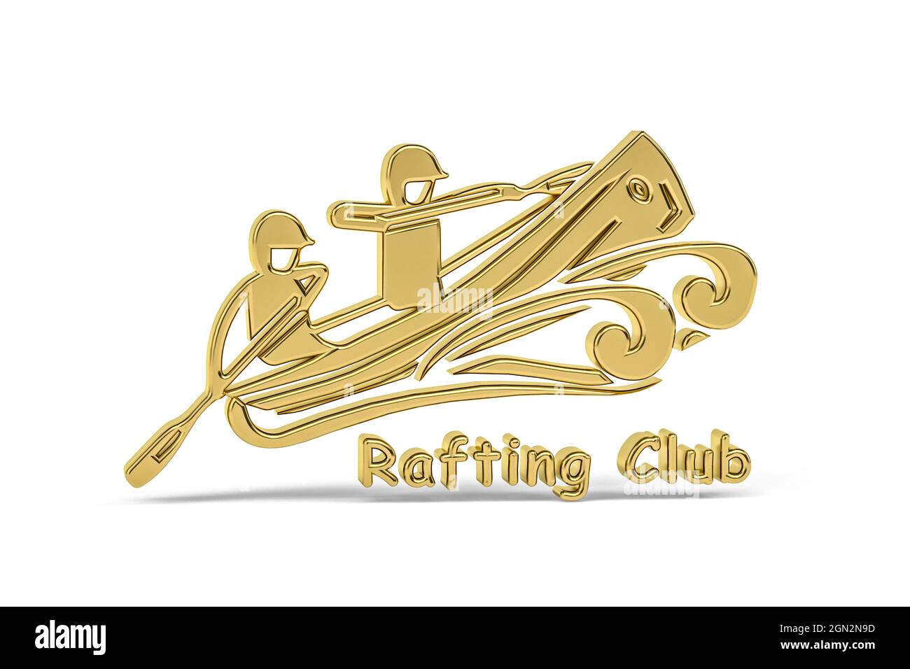 Icona Golden 3d rafting isolata su sfondo bianco - rendering 3d Foto Stock