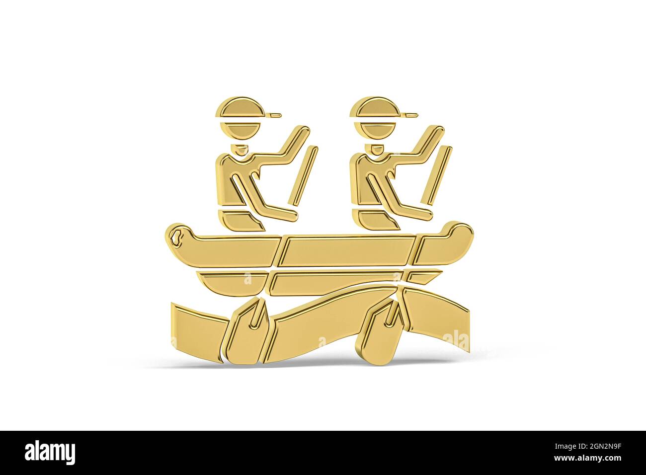 Icona Golden 3d rafting isolata su sfondo bianco - rendering 3d Foto Stock