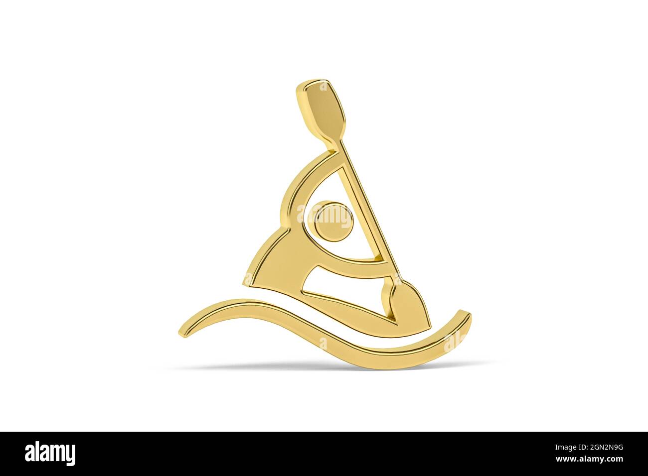 Icona Golden 3d rafting isolata su sfondo bianco - rendering 3d Foto Stock