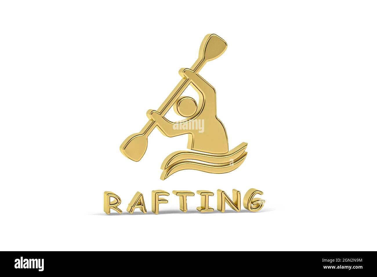 Icona Golden 3d rafting isolata su sfondo bianco - rendering 3d Foto Stock