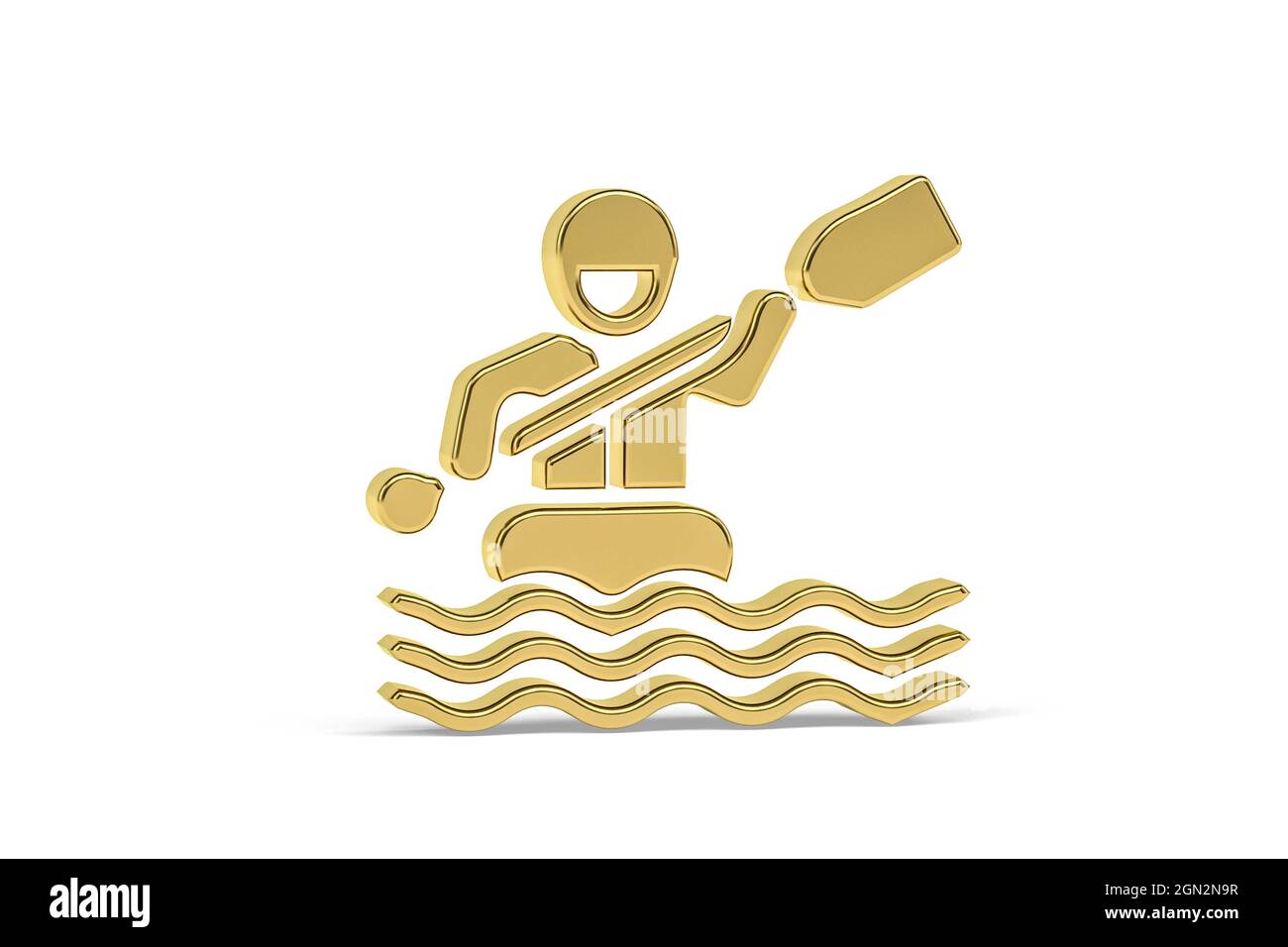 Icona Golden 3d rafting isolata su sfondo bianco - rendering 3d Foto Stock