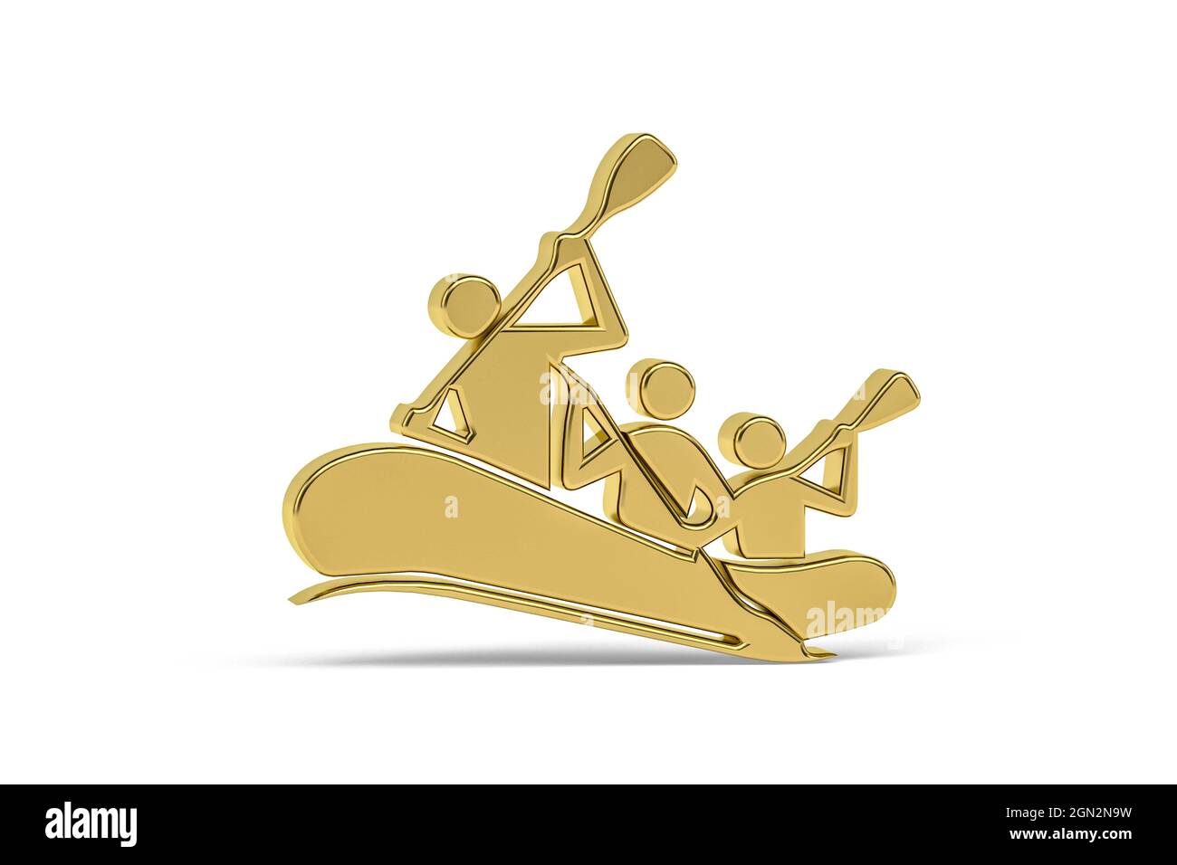 Icona Golden 3d rafting isolata su sfondo bianco - rendering 3d Foto Stock