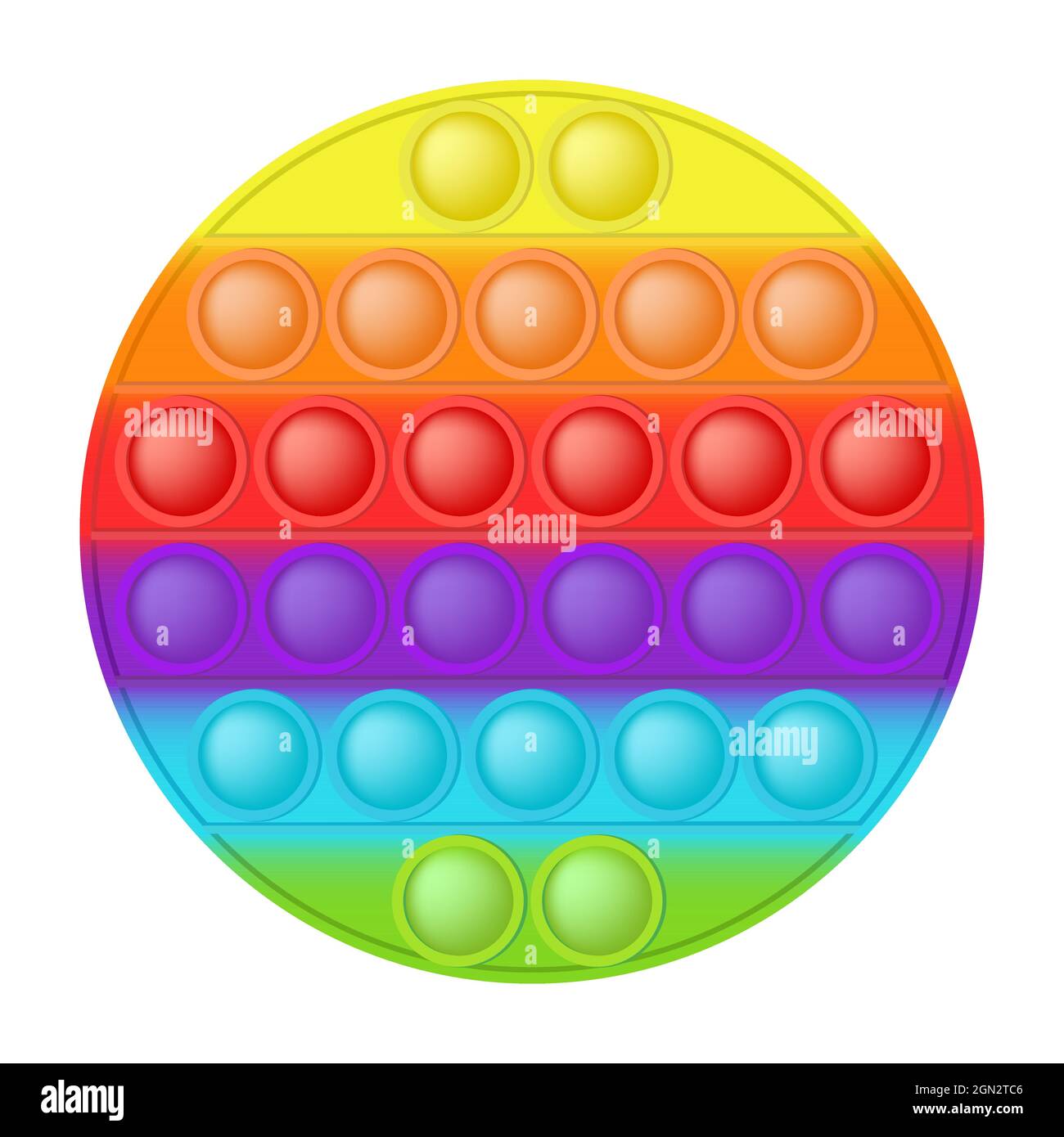 Pop it colorato arcobaleno alla moda cerchio crema giocattolo per fedgets. Addictive bolla anti stress pop it giocattolo in colori brillanti. Isolat. Illustrazione vettore Illustrazione Vettoriale