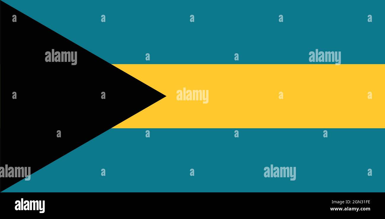 Bandiera nazionale del Commonwealth delle Bahamas dimensioni originali e colori illustrazione vettoriale, bandiera Bahama Islands, bandiera Bahamas Illustrazione Vettoriale