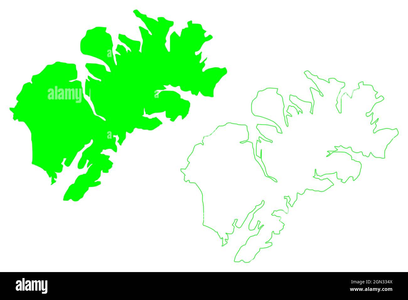 Isola di Kodiak (Stati Uniti d'America, Nord America, Alaska, Stati Uniti, USA) illustrazione vettoriale di mappa, disegno di scricbble Kodiak mappa Illustrazione Vettoriale