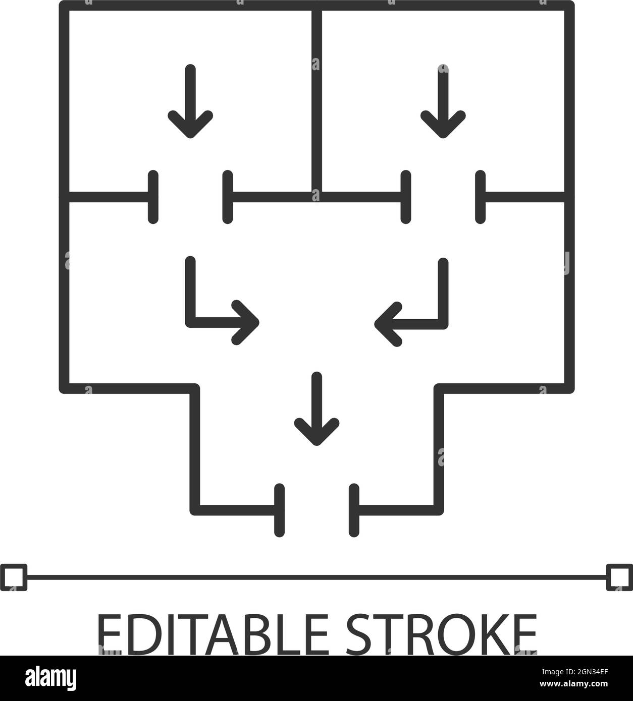 Significa lasciare vuota l'icona lineare dell'edificio Illustrazione Vettoriale