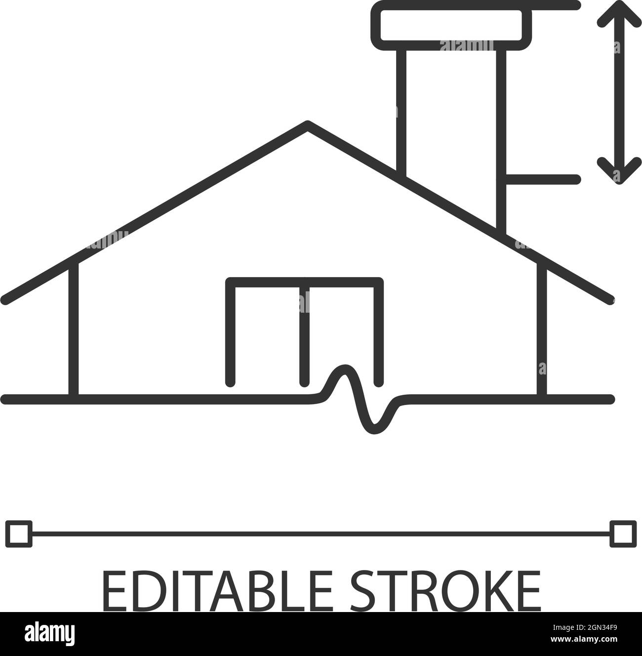 Icona lineare altezza minima camino Illustrazione Vettoriale