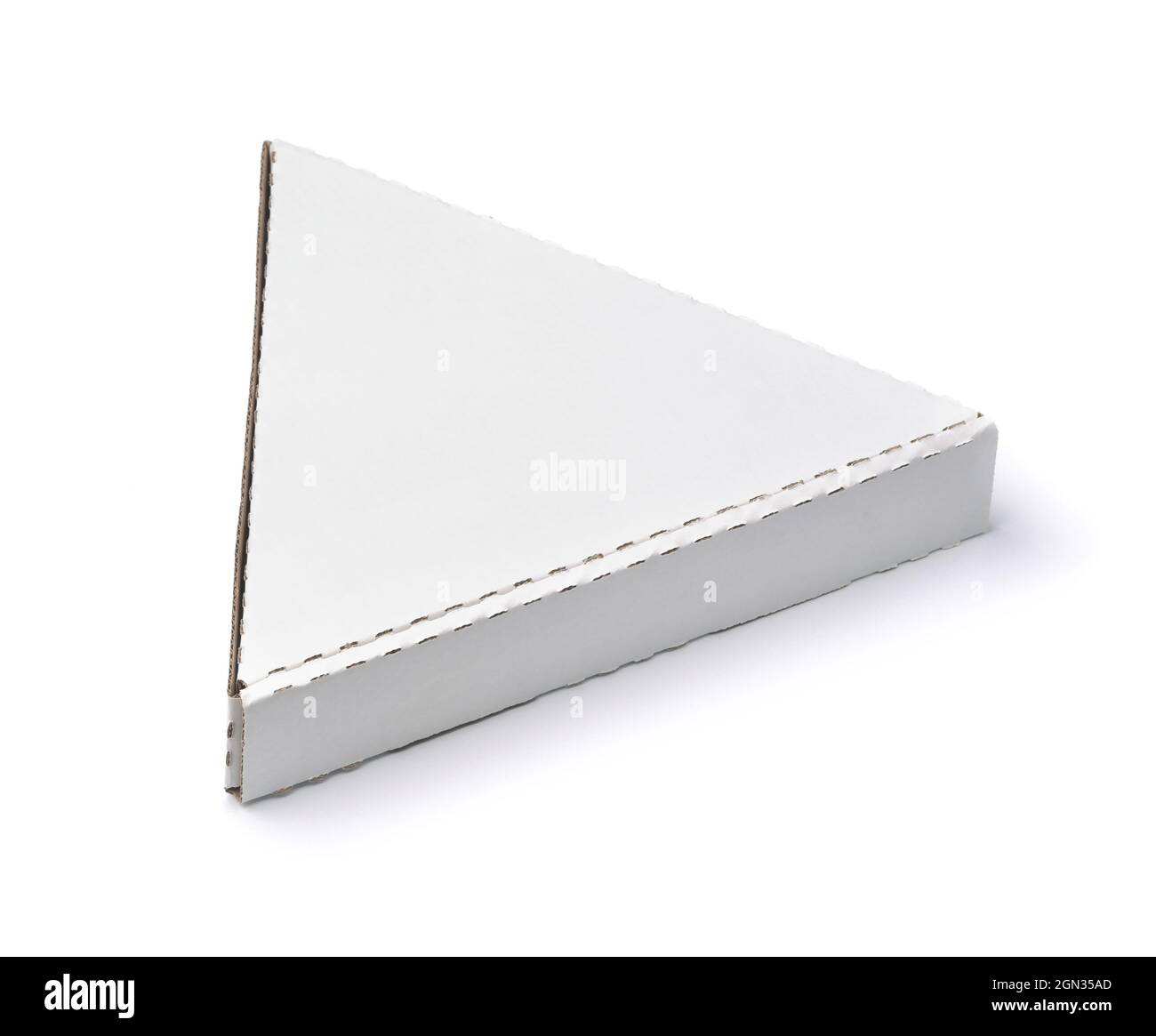 Confezione triangolare vuota scatola pizza isolato su bianco Foto Stock