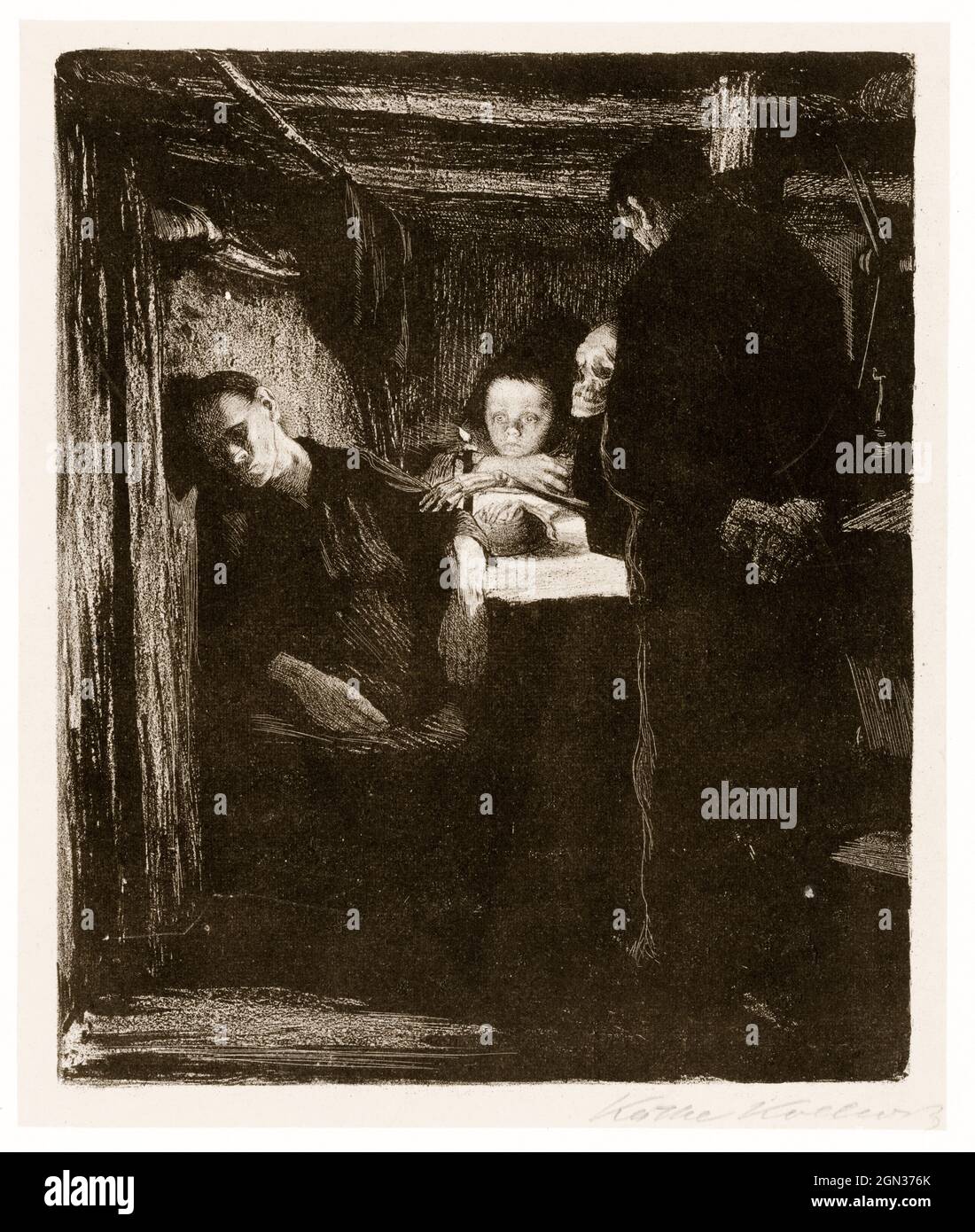 Käthe Kollwitz, Tod (morte), stampa litografica, 1893-1897 Foto Stock