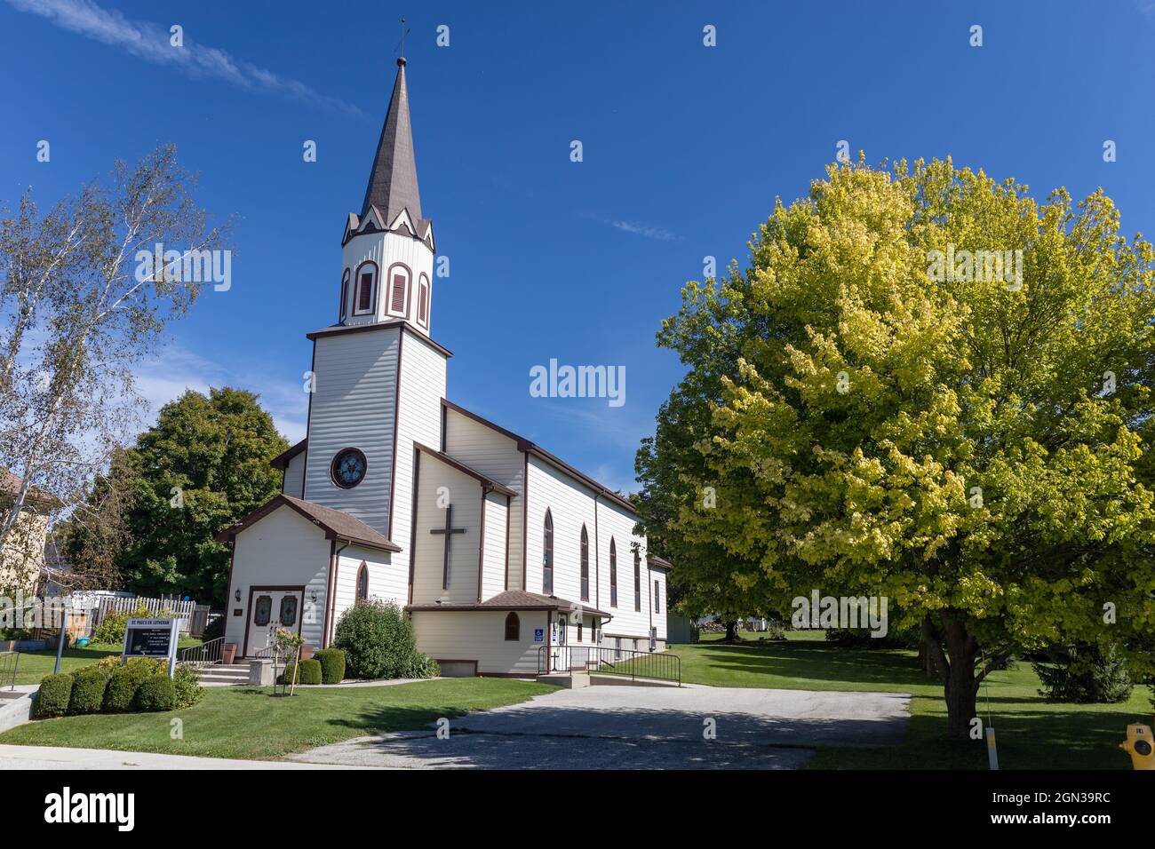 St Paul's Evangelical Lutheran Church Neustadt Ontario Canada Una storica città dell'Ontario si stabilì nel 1856b dai tedeschi nella Contea di West Gray Ontario Canada Foto Stock